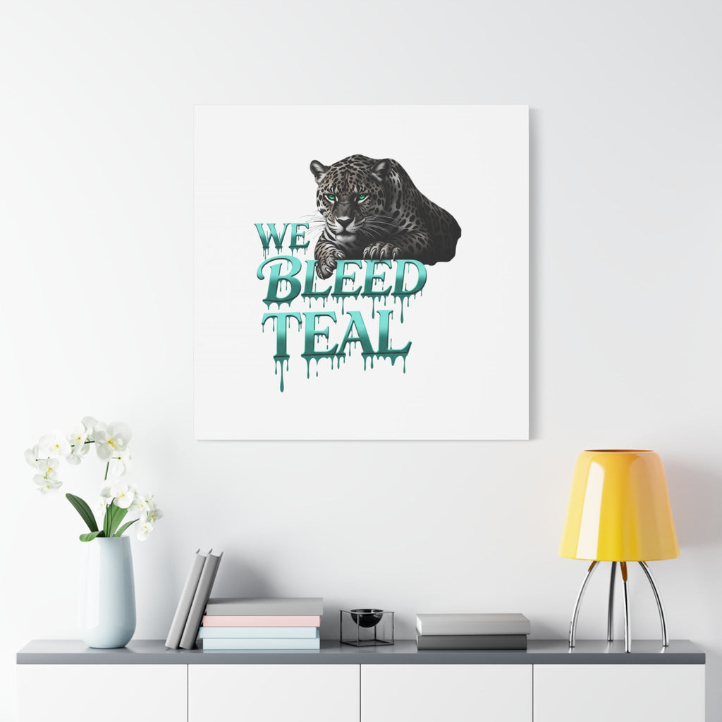 Teal Leopard Canvas Art Print, Modern Wall Decor, Animal Lover Gift, Home Interior Design, We Bleed Teal Artwork Printify