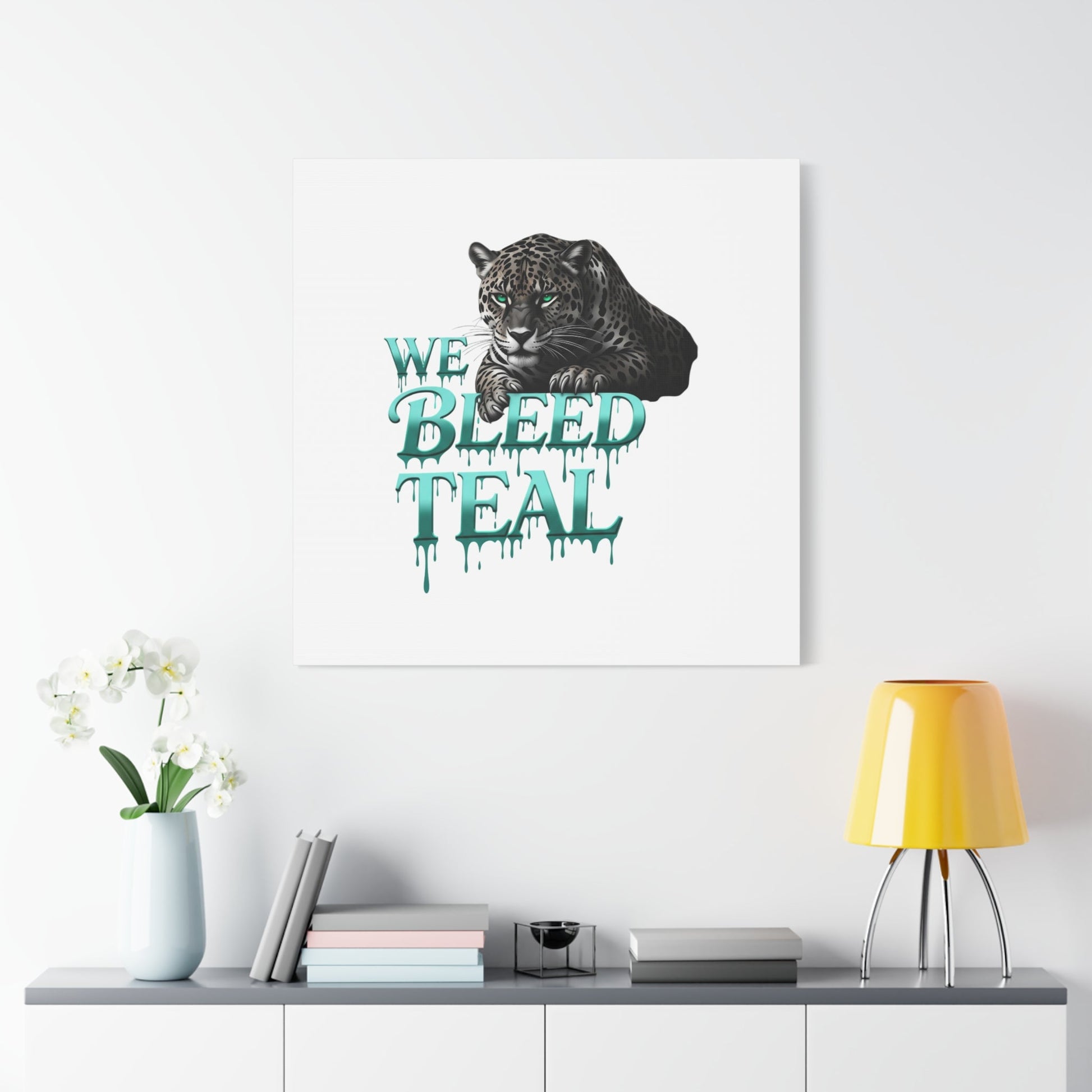 Teal Leopard Canvas Art Print, Modern Wall Decor, Animal Lover Gift, Home Interior Design, We Bleed Teal Artwork Printify