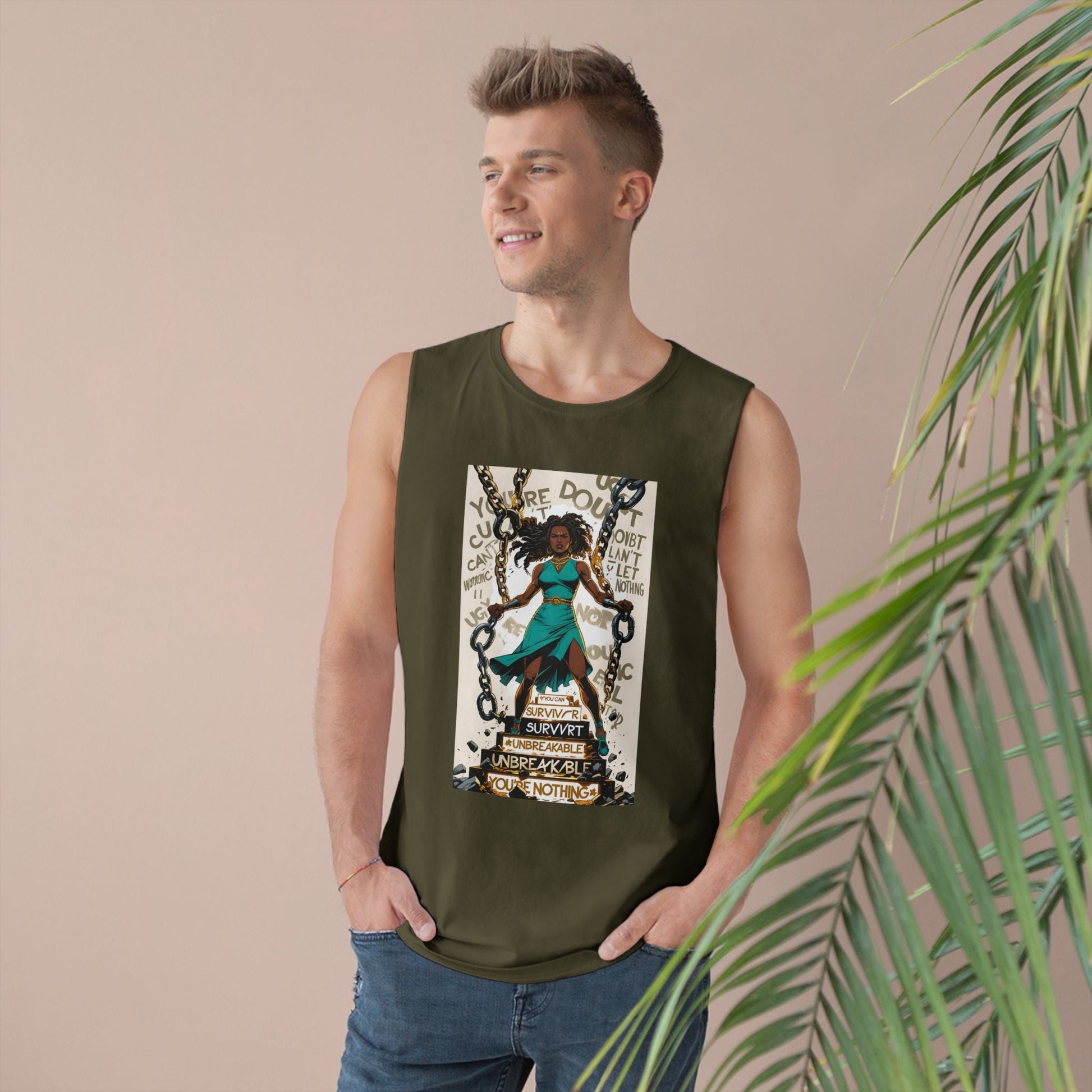 Empowering Unisex Tank Top - Unbreakable Resilience, Inspirational Workout Wear, Summer Fashion, Gift for Her, Affirmation Top Printify