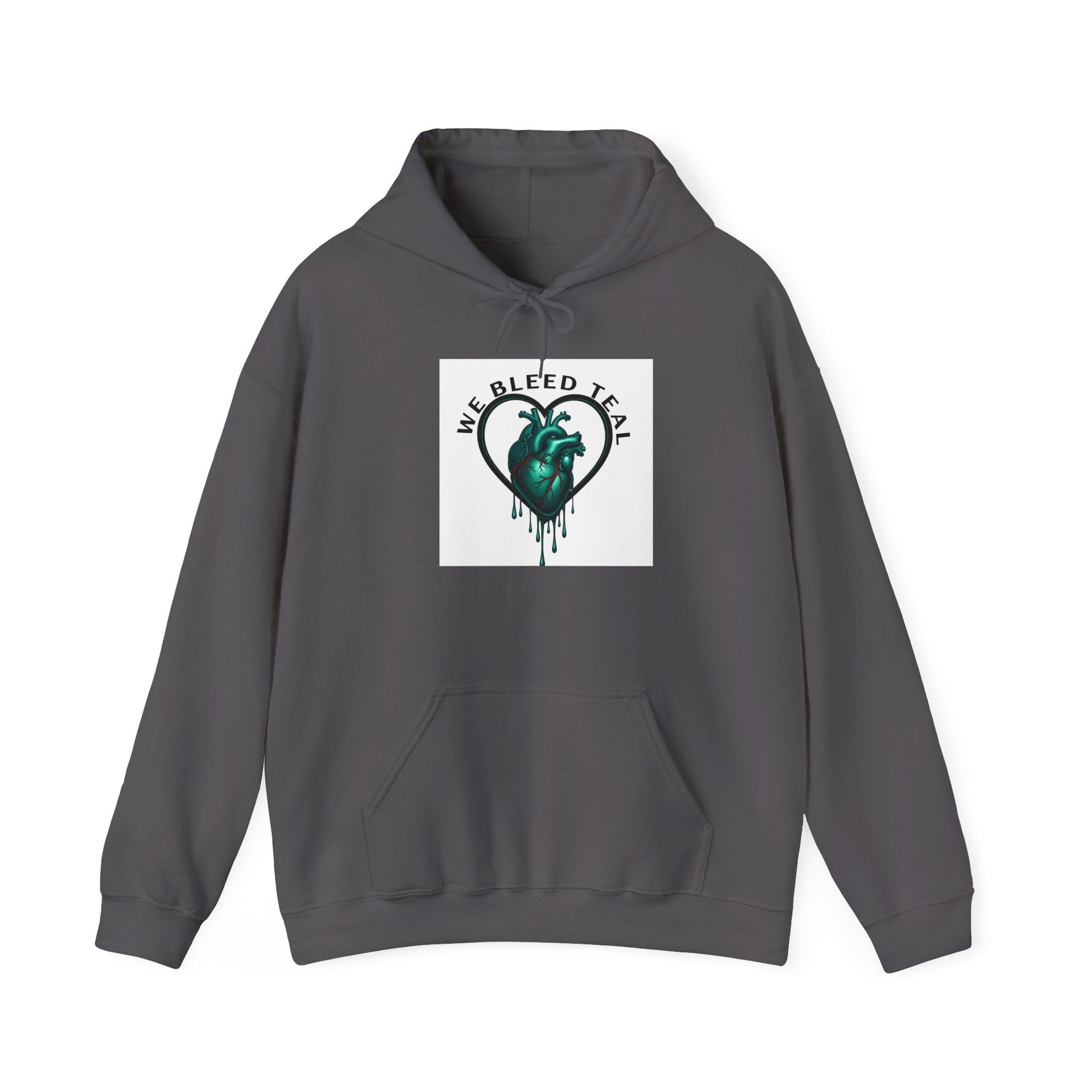 Teal Heart Drip Hoodie - Unisex Sweatshirt, Casual Wear, Gift for Her, Unique Style, Fall Fashion, Cozy Outfit Printify