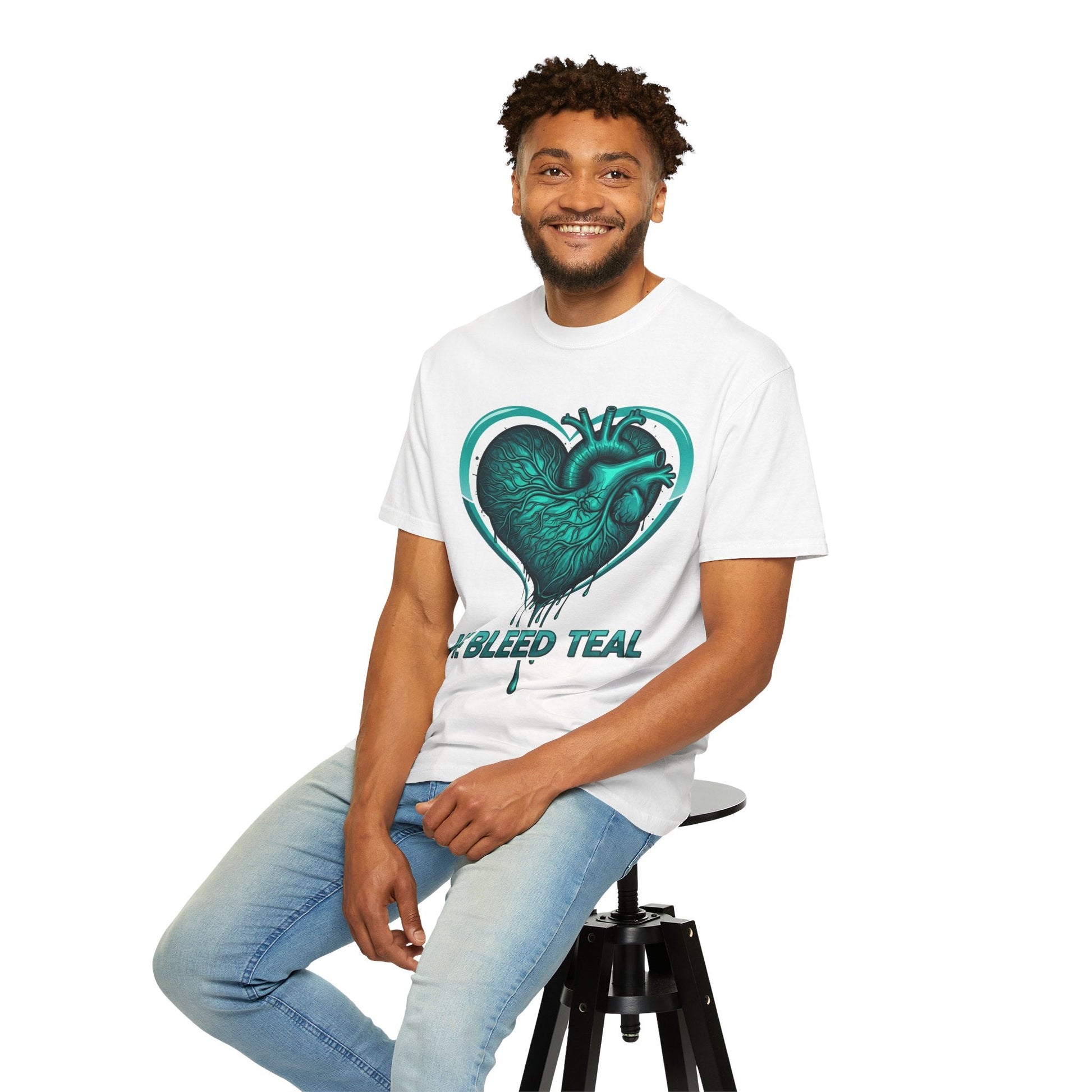 Teal Heart T-Shirt, Unisex Casual Shirt, Heart Health Awareness Tee, Gift for Men & Women, Comfortable Everyday Wear, We Bleed Teal Printify