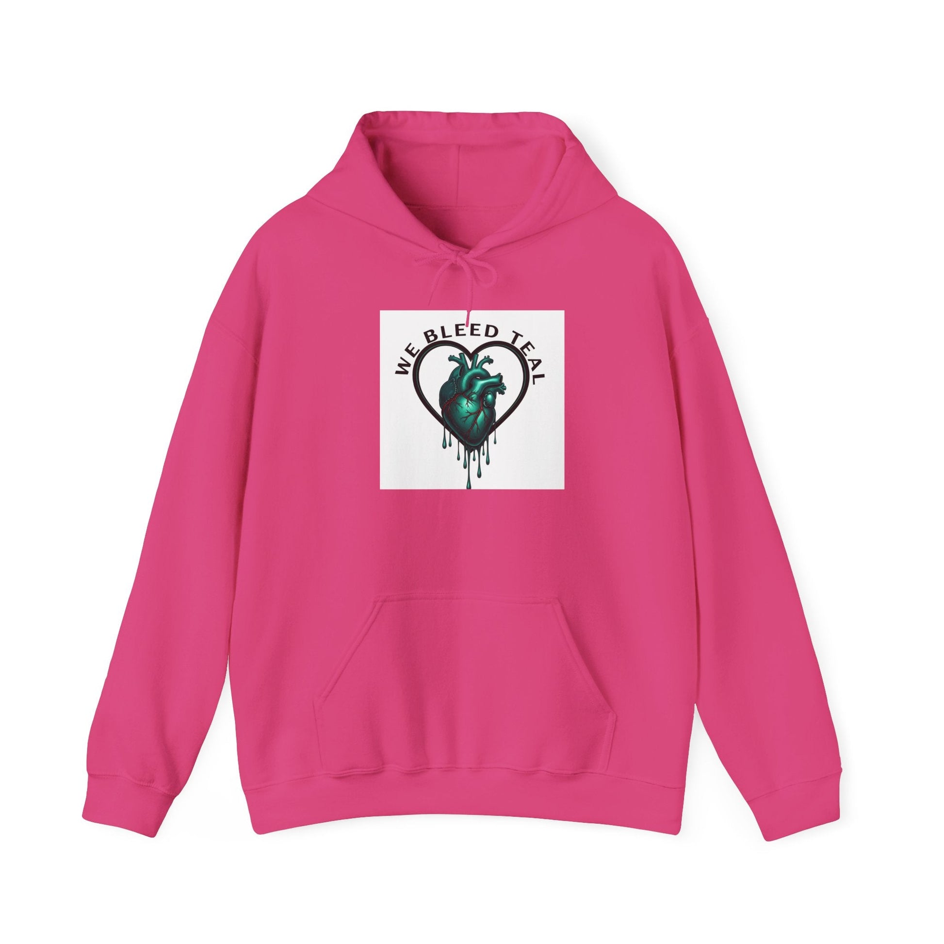 Teal Heart Drip Hoodie - Unisex Sweatshirt, Casual Wear, Gift for Her, Unique Style, Fall Fashion, Cozy Outfit Printify