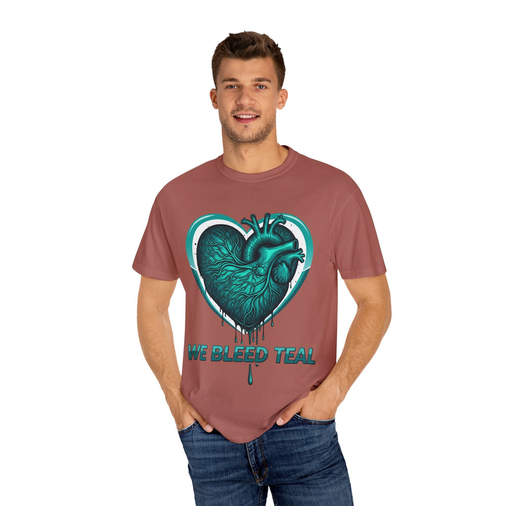 Teal Heart T-Shirt, Unisex Casual Shirt, Heart Health Awareness Tee, Gift for Men & Women, Comfortable Everyday Wear, We Bleed Teal Printify