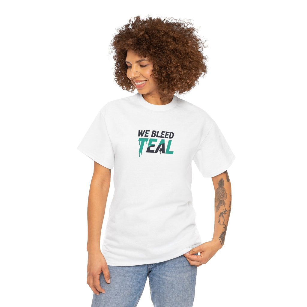 Teal Heart Tee - Unisex Heavy Cotton T-Shirt, Gift for Sports Fans, Casual Wear, Team Spirit Apparel, Soft Cotton Tee, Everyday Comfort Printify