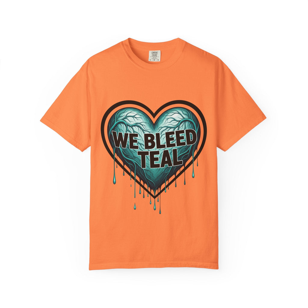 Teal Heart Awareness T-shirt, Unisex Gift for Mental Health, Eco-Friendly Tee, Bleed Teal Support, Casual Everyday Wear Printify