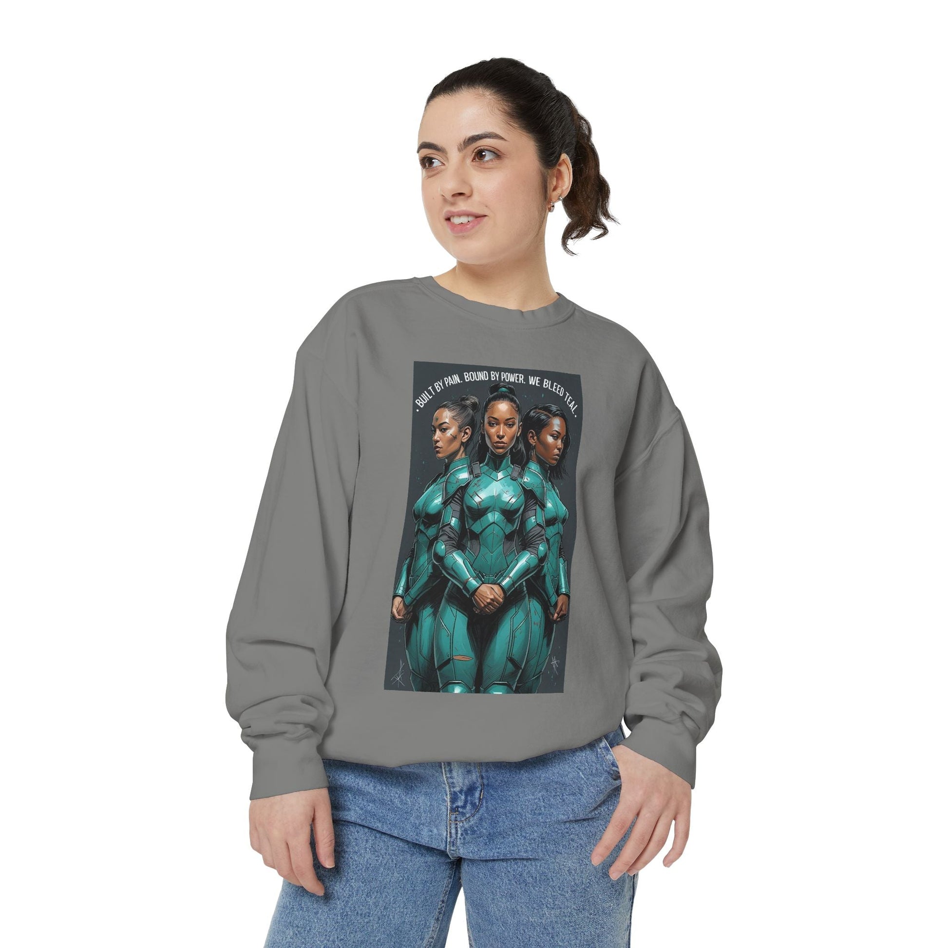 Empowering Graphic Sweatshirt for Fans of Sci-Fi, Unique Gift for Her, Cozy Lounge Wear, Perfect for Birthdays, Holiday, or Everyday Style Printify
