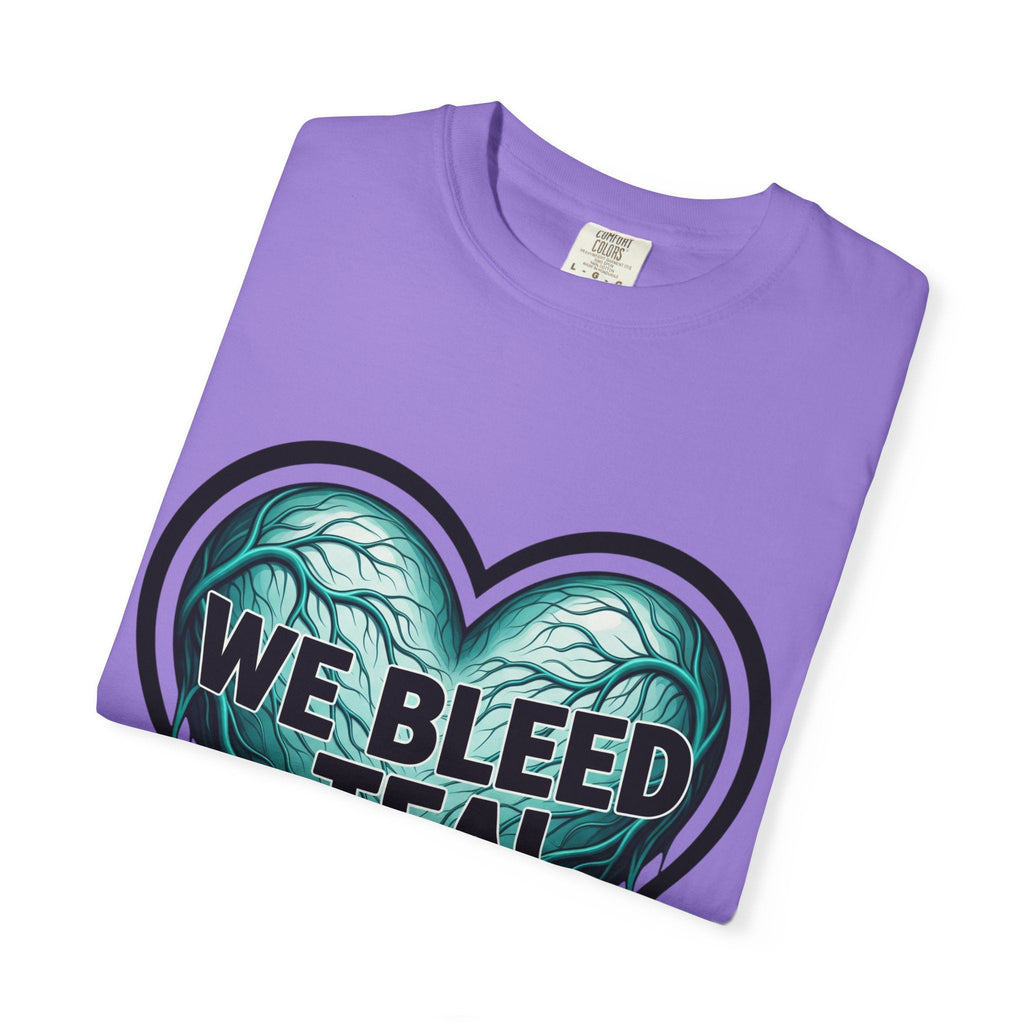 Teal Heart Awareness T-shirt, Unisex Gift for Mental Health, Eco-Friendly Tee, Bleed Teal Support, Casual Everyday Wear Printify