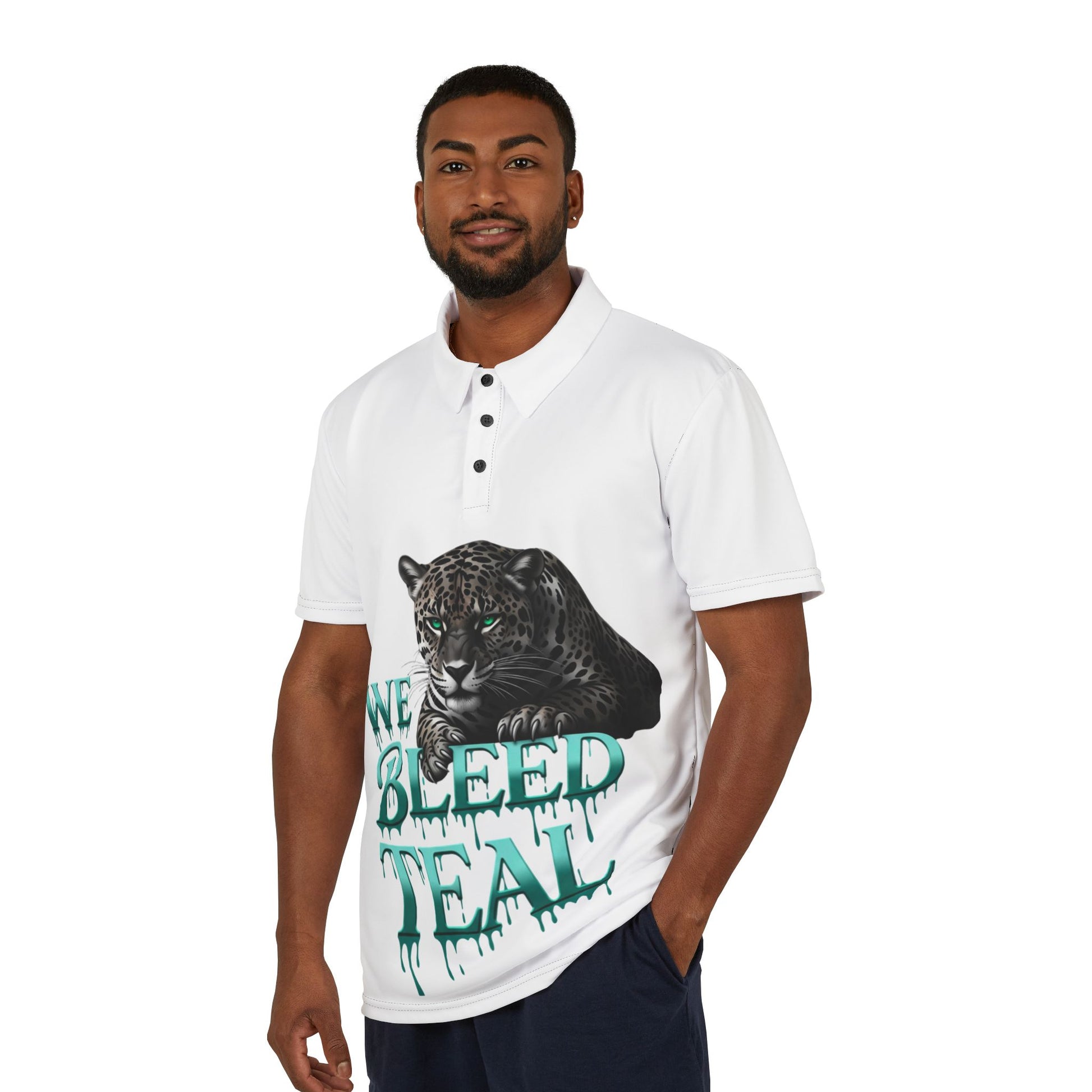 Teal Panther Unisex Polo Shirt - We Bleed Teal Apparel, Sportswear, Casual Wear, Gift for Fans, Team Spirit Outfit