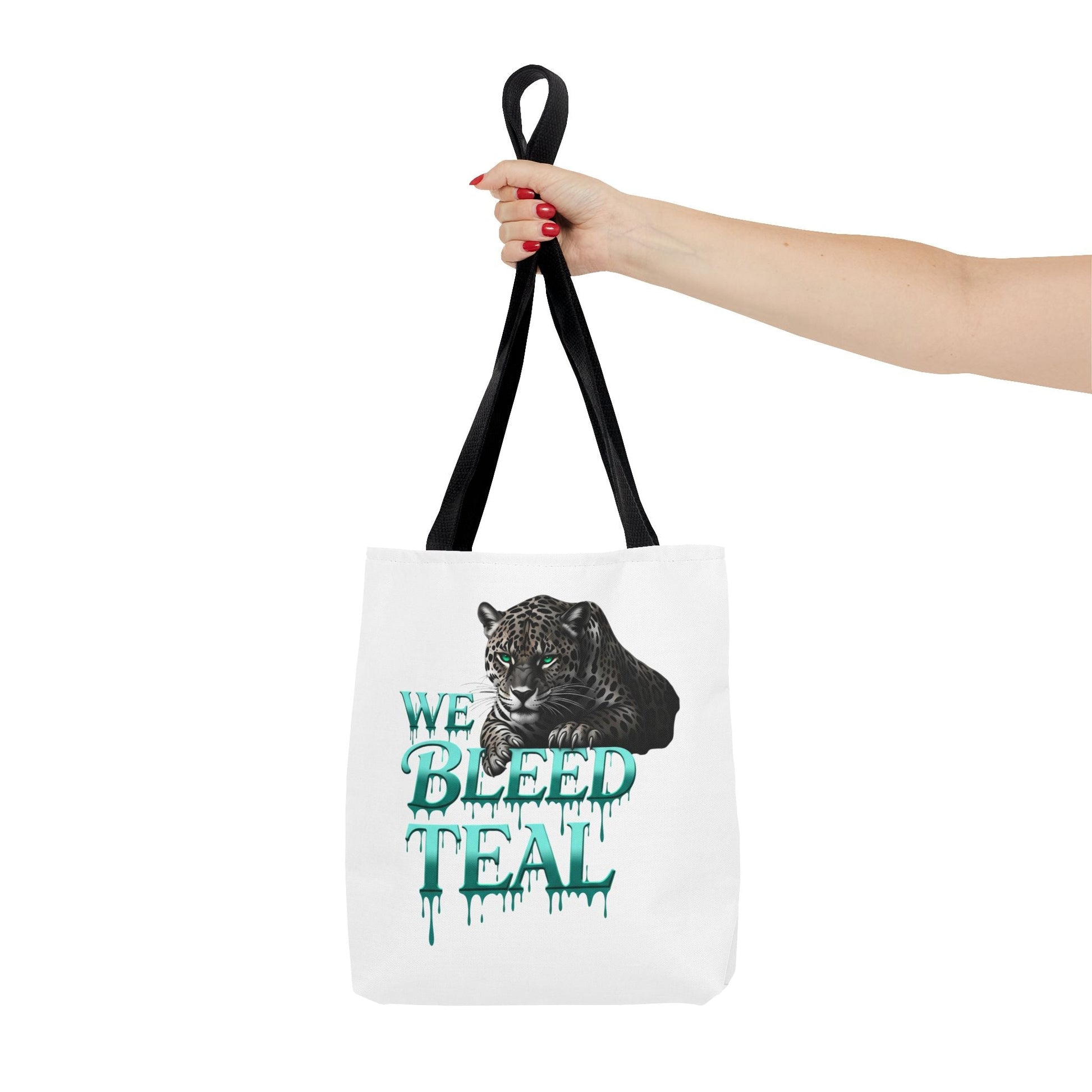Teal Panther Tote Bag - We Bleed Teal, Animal Lover Gift, Eco-Friendly Bag, College Student Accessory, Unique Shopping Tote Printify