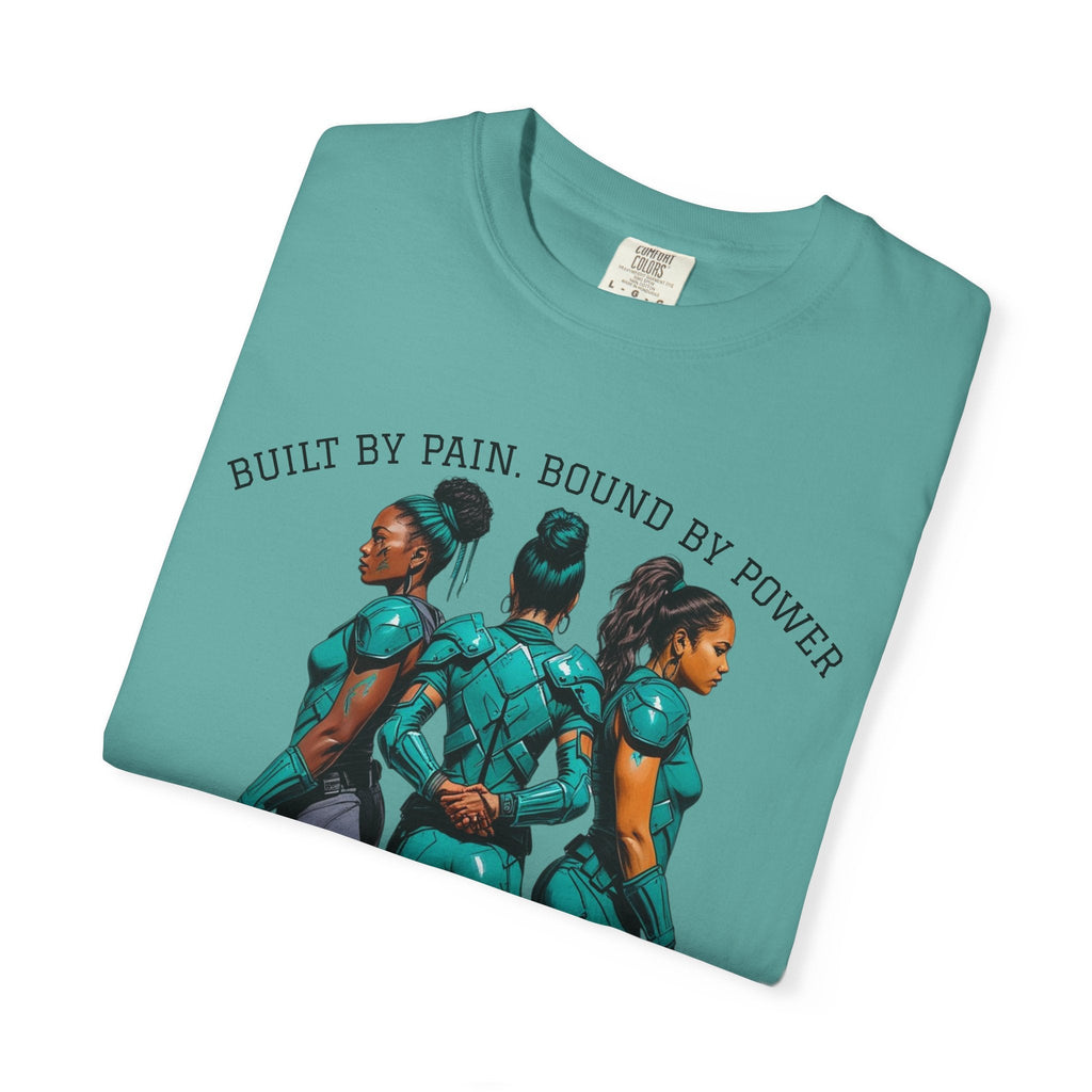 Empowerment Graphic Tee, Built by Pain Bound by Power Shirt, Unisex Motivational T-Shirt, Fitness Apparel, Unique Gift for Warriors Printify