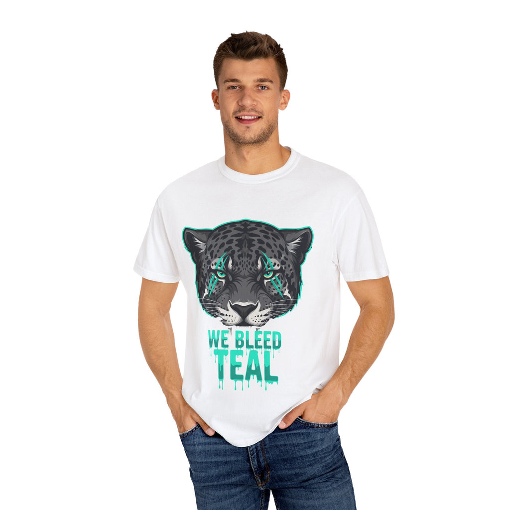 Teal Panther Unisex T-Shirt, Casual Graphic Tee, Animal Lover Gift, Unique Style, Eco-Friendly Apparel Printify