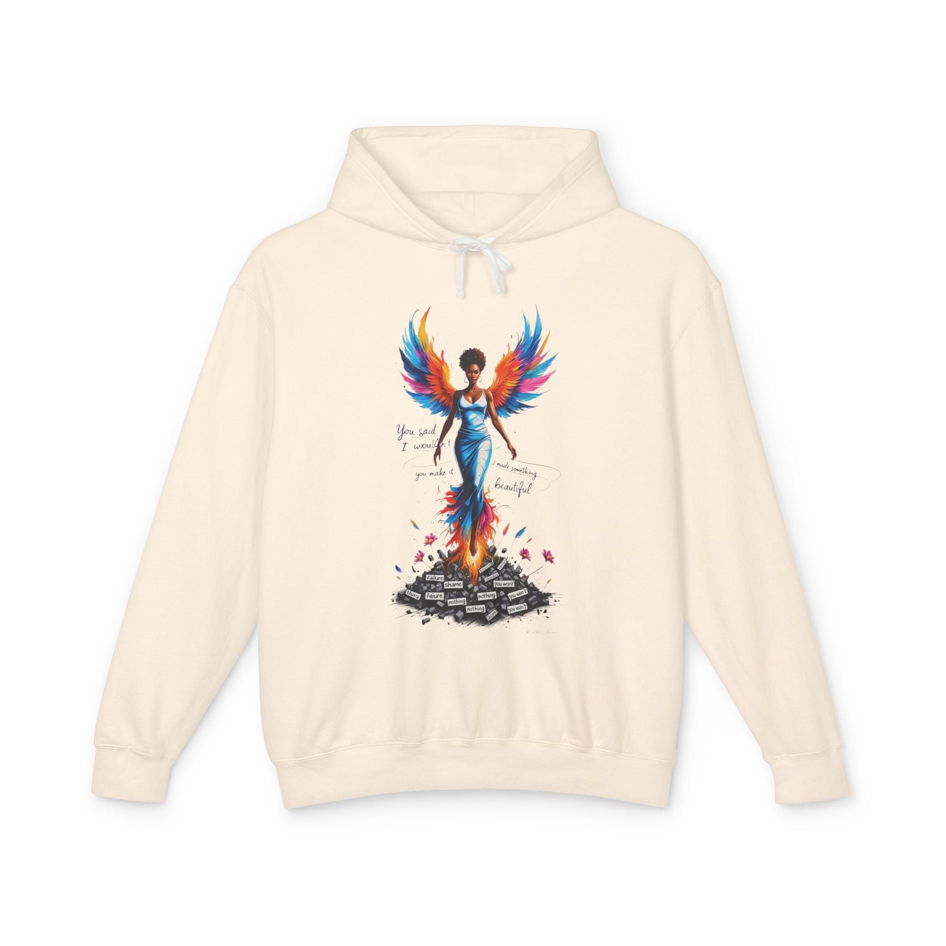 Empowering Phoenix Graphic Hoodie, Affirmation Sweatshirt for Women, Cozy Casual Wear, Unique Gift for Friends, Motivational Apparel Printify