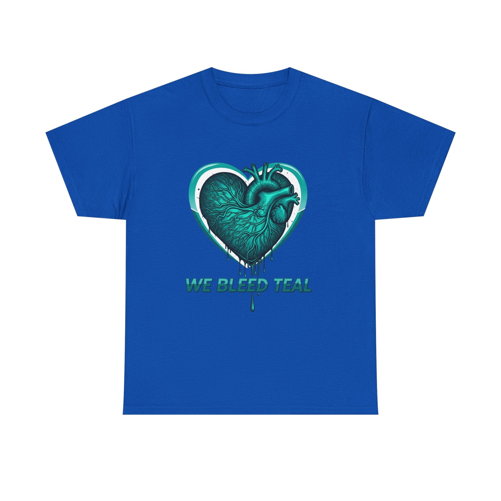 Teal Heart Awareness Tee, Unisex Cotton Shirt, Supportive Gear, Medical Awareness, Gift for Loved Ones, Casual Wear Printify