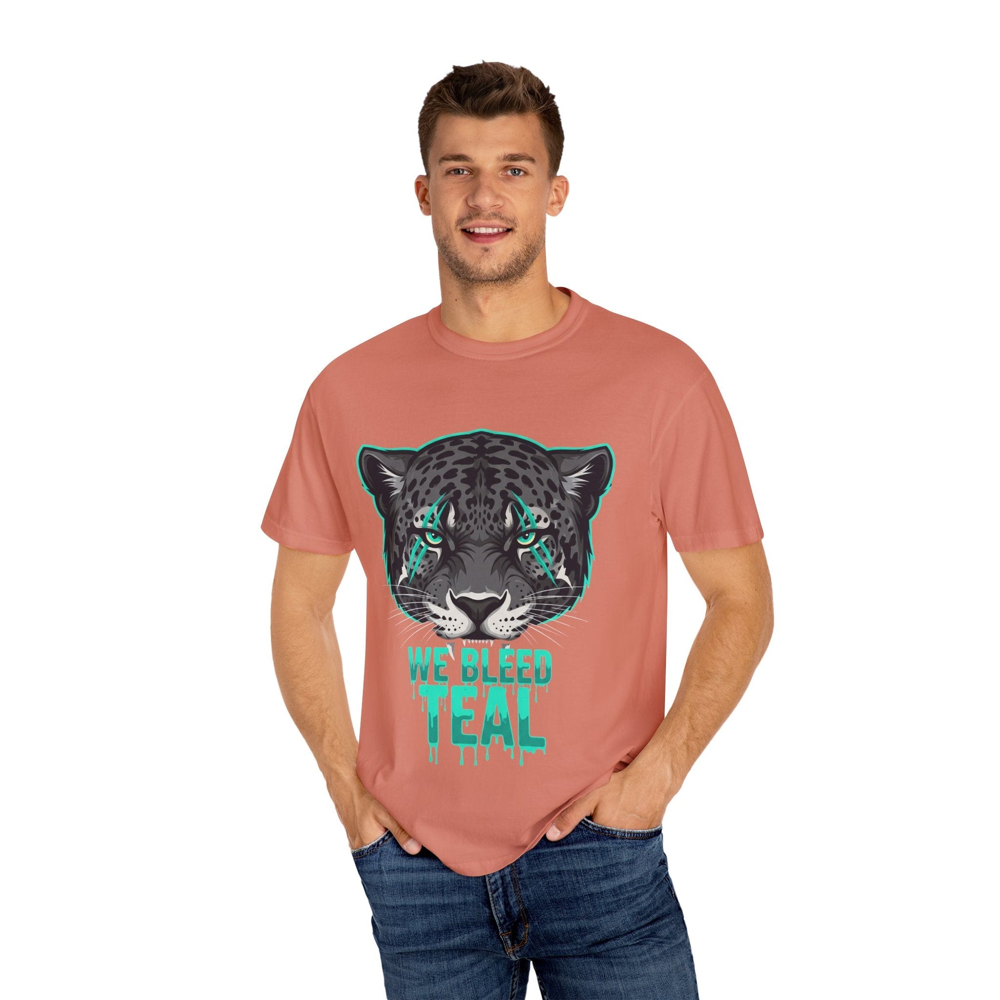Teal Panther Unisex T-Shirt, Casual Graphic Tee, Animal Lover Gift, Unique Style, Eco-Friendly Apparel Printify