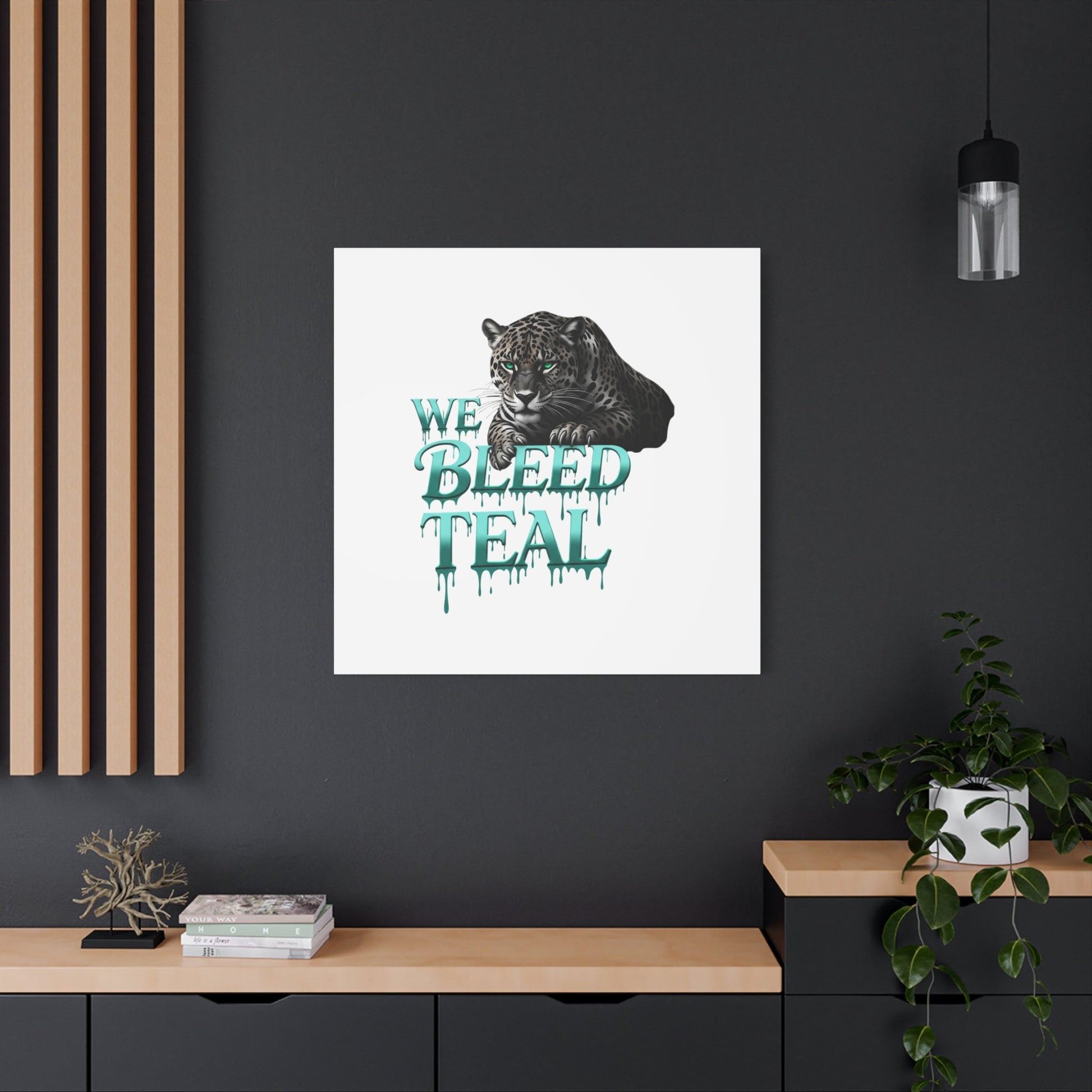 Teal Leopard Canvas Art Print, Modern Wall Decor, Animal Lover Gift, Home Interior Design, We Bleed Teal Artwork Printify