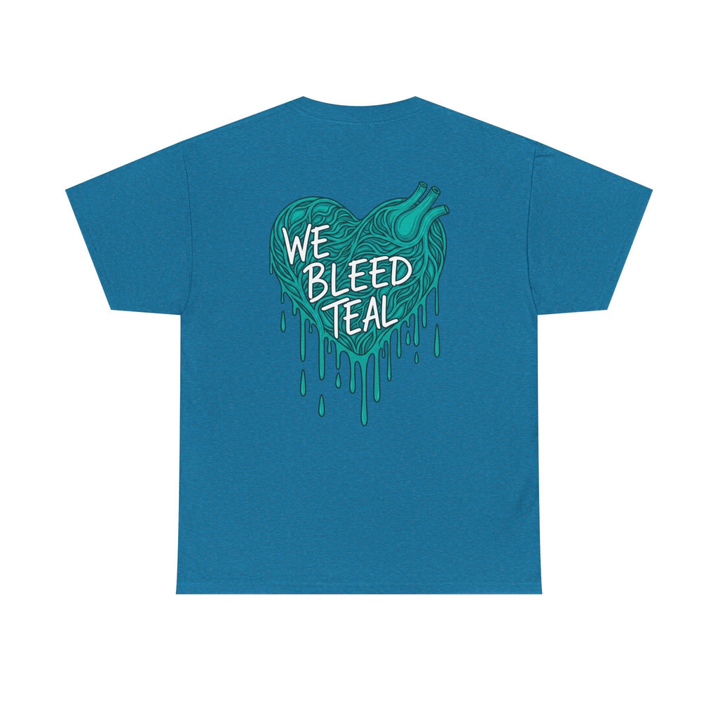 Teal Heart Tee - Unisex Heavy Cotton T-Shirt, Gift for Sports Fans, Casual Wear, Team Spirit Apparel, Soft Cotton Tee, Everyday Comfort Printify