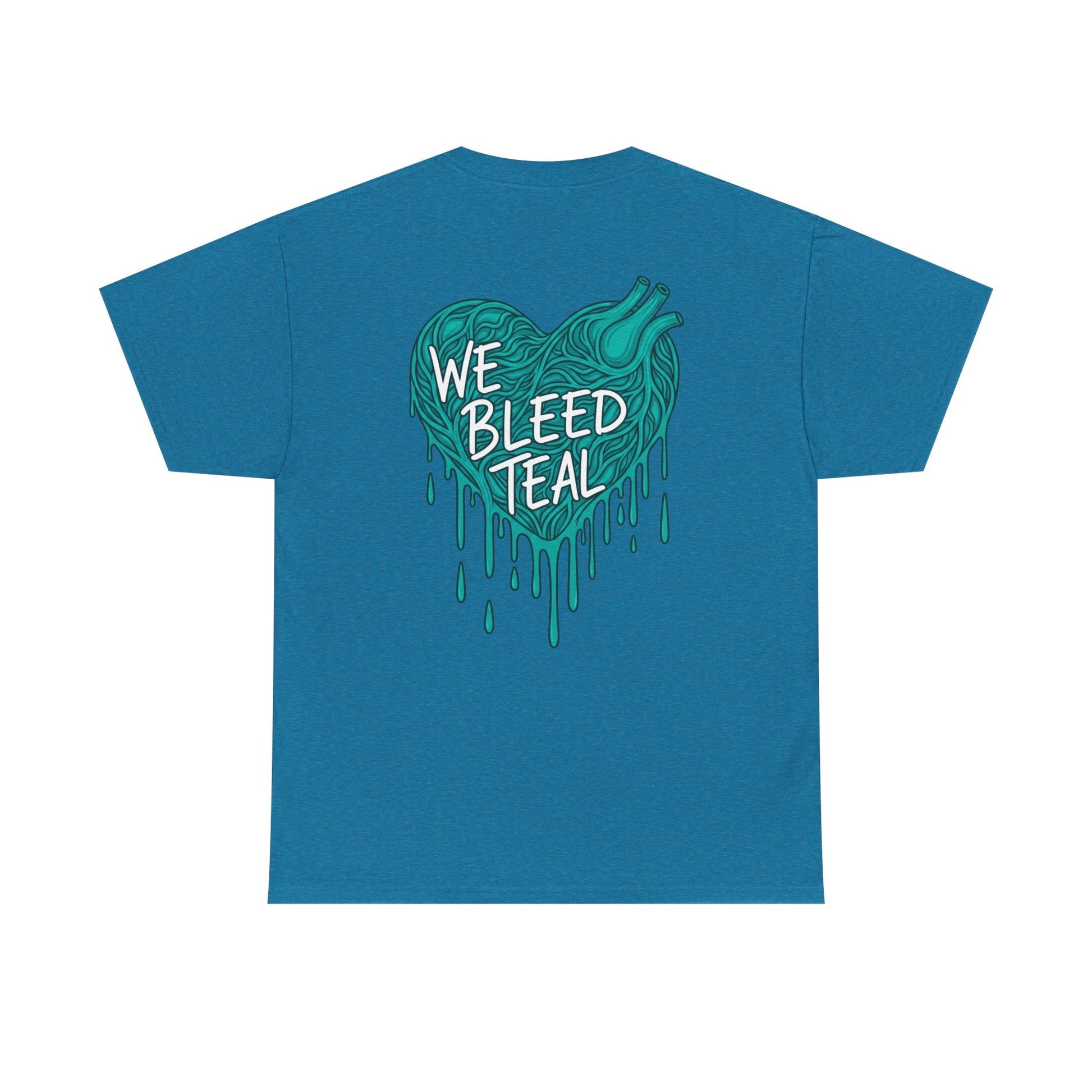 Teal Heart Tee - Unisex Heavy Cotton T-Shirt, Gift for Sports Fans, Casual Wear, Team Spirit Apparel, Soft Cotton Tee, Everyday Comfort Printify