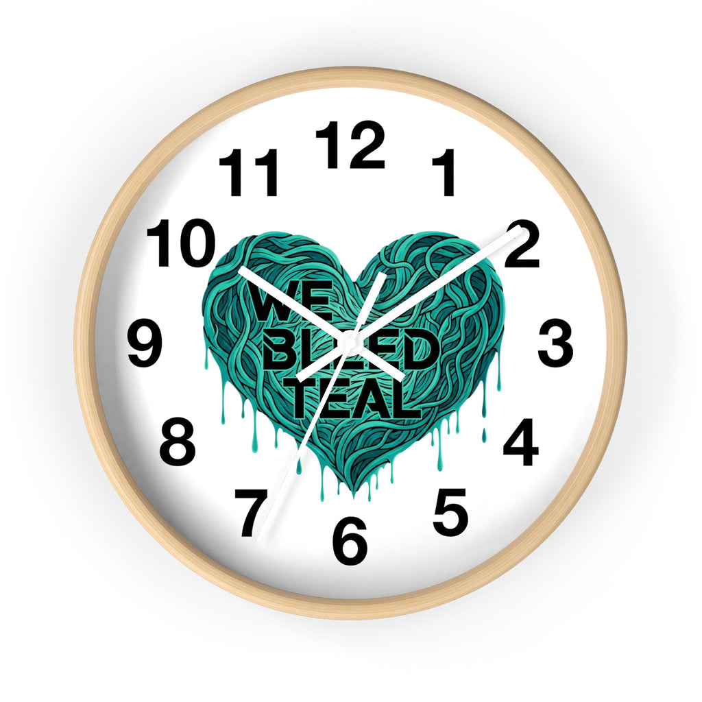 Teal Heart Wall Clock - Inspirational Home Decor, Unique Gift for Cancer Awareness, Stylish Timepiece, Motivational Decor Printify