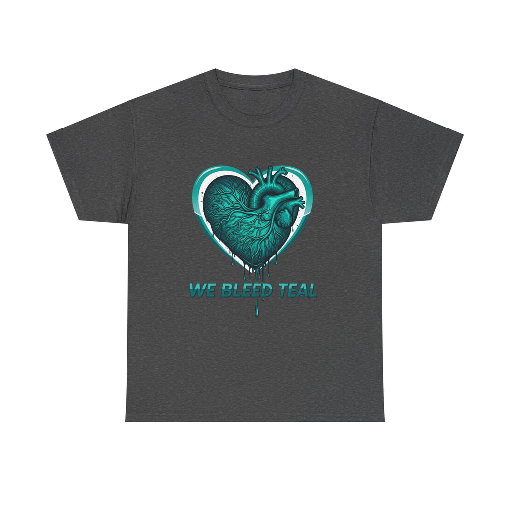 Teal Heart Awareness Tee, Unisex Cotton Shirt, Supportive Gear, Medical Awareness, Gift for Loved Ones, Casual Wear Printify