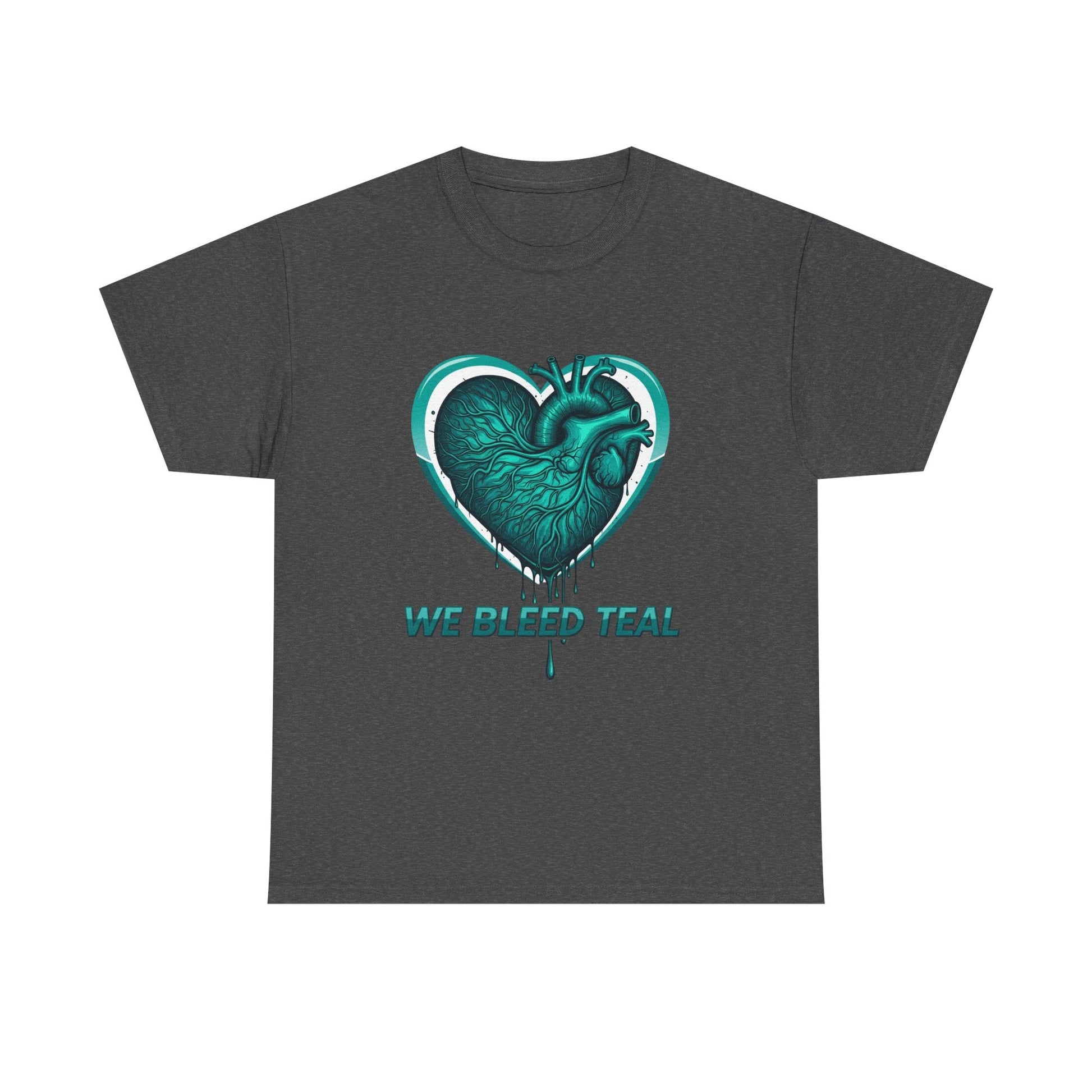 Teal Heart Awareness Tee, Unisex Cotton Shirt, Supportive Gear, Medical Awareness, Gift for Loved Ones, Casual Wear Printify