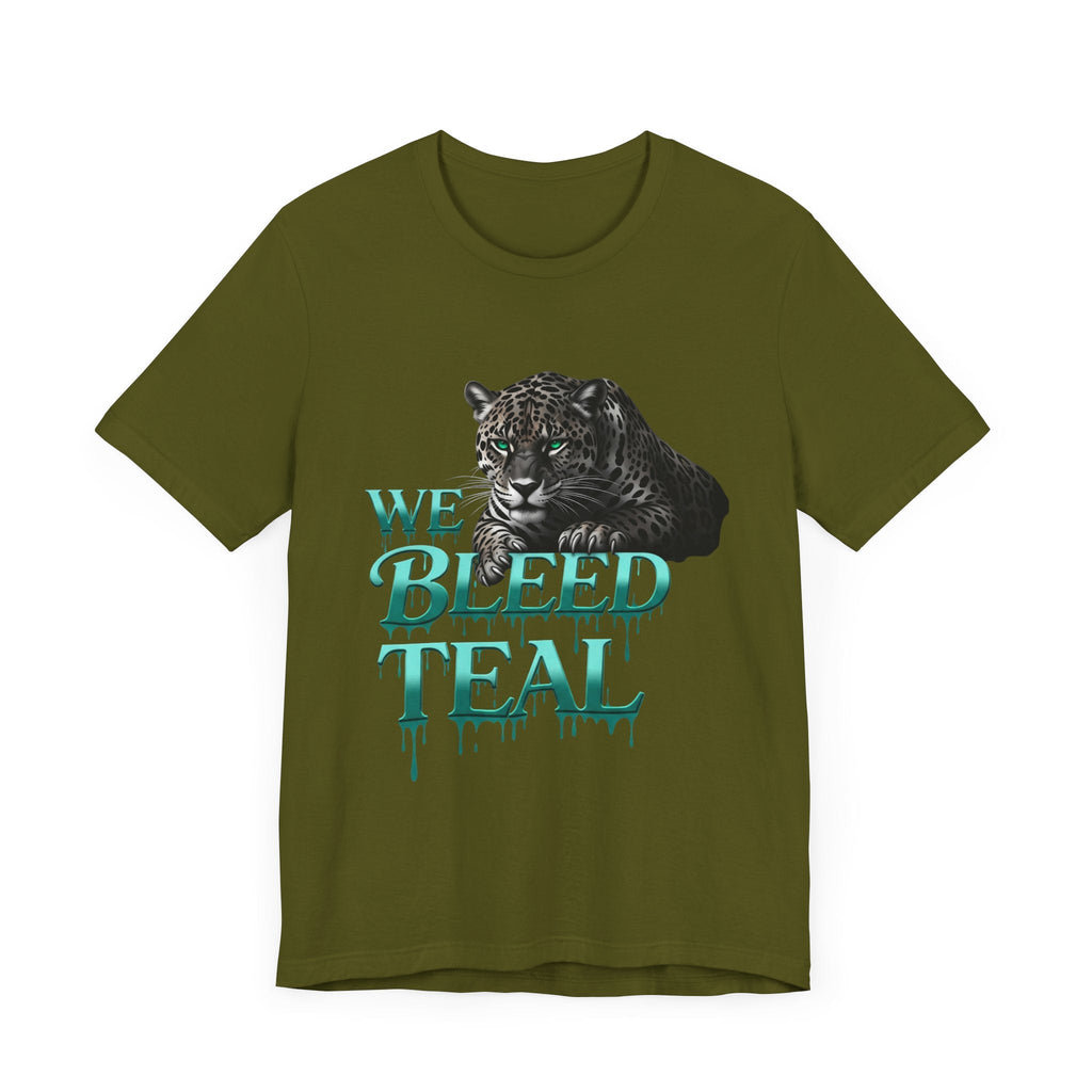 Teal Panther Graphic Tee - We Bleed Teal T-Shirt, Casual Unisex Shirt, Animal Lover Gift, Sports Fans Apparel, Unique Graphic Top Printify