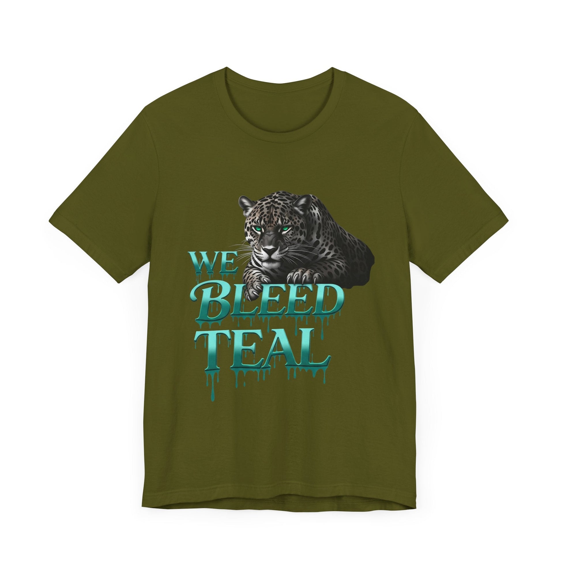 Teal Panther Graphic Tee - We Bleed Teal T-Shirt, Casual Unisex Shirt, Animal Lover Gift, Sports Fans Apparel, Unique Graphic Top Printify