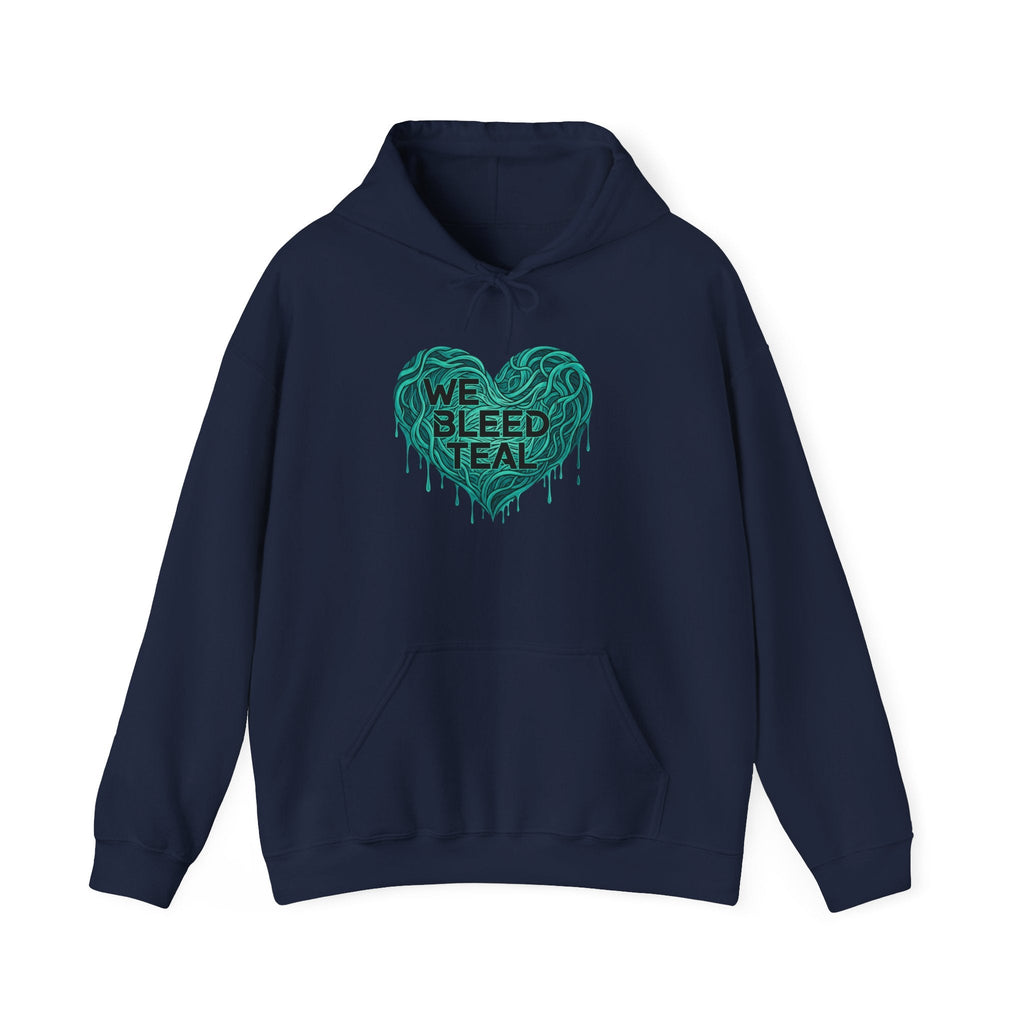 Teal Heart Sweatshirt - Awareness Hoodie for Cancer Support, Cozy Gift for Friends, Unisex Hooded Sweatshirt, Comfort Wear Printify