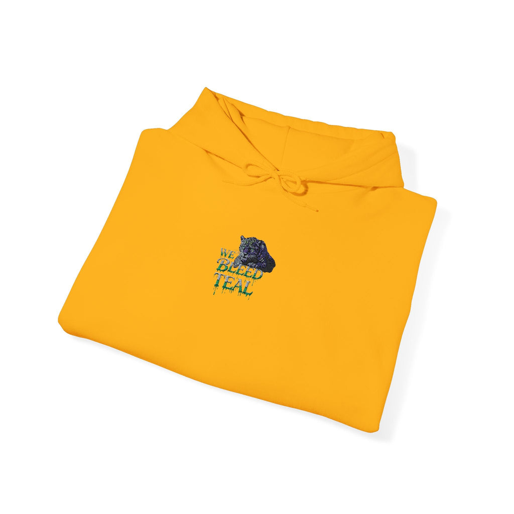 Cozy Unisex Hooded Sweatshirt with Floral TEAL Design, Casual Wear, Gift for Her, Comfortable Hoodie, Everyday Fashion, Warm Layer Printify