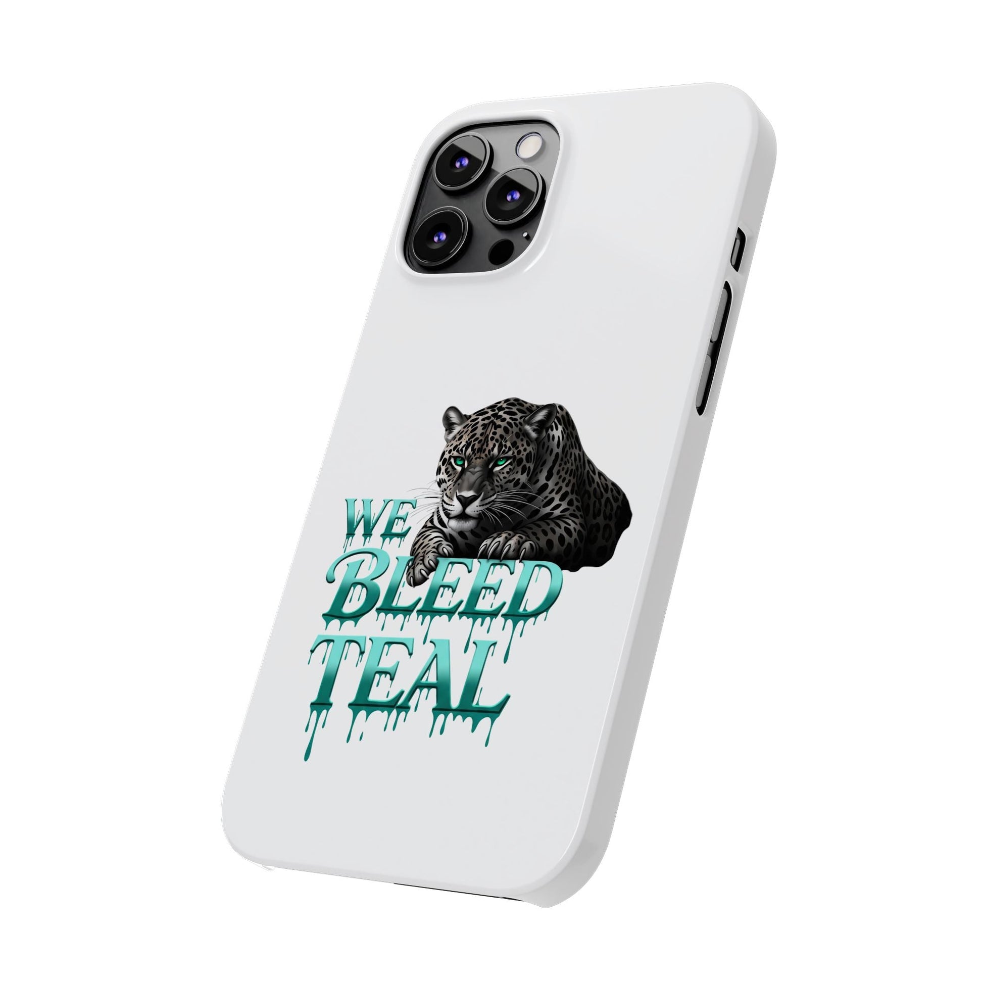 Teal Panther Slim Phone Case - Bold Animal Design, Unique Gift for Wildlife Lovers, Stylish Phone Accessory, Modern Aesthetic, Trendy [...] Printify