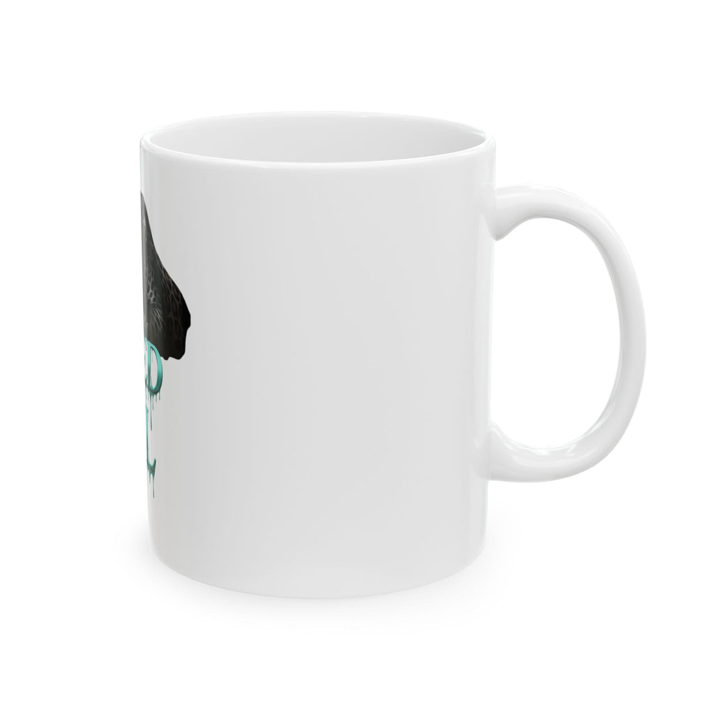 Teal Leopard Mug - We Bleed Teal Coffee Cup, Ceramic Tea Mug, Gift for Animal Lovers, Unique Drinkware for Special Occasions Printify