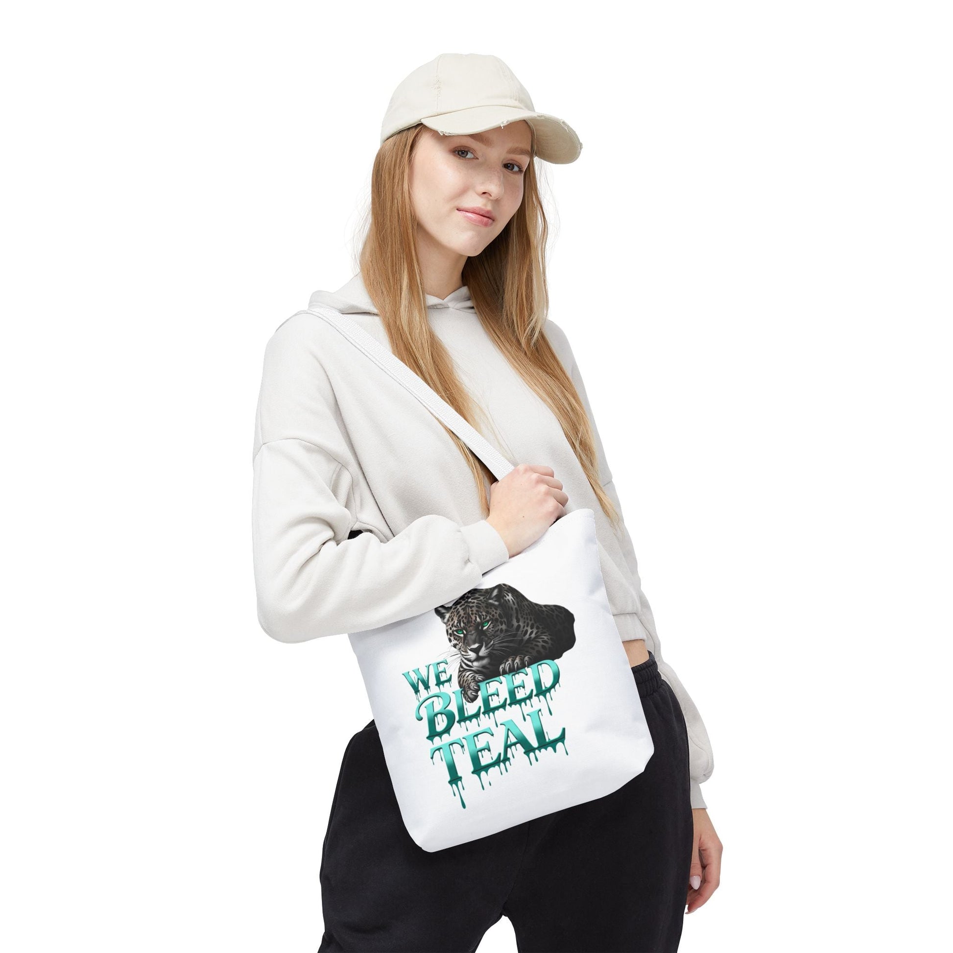 Teal Panther Tote Bag - We Bleed Teal, Animal Lover Gift, Eco-Friendly Bag, College Student Accessory, Unique Shopping Tote Printify