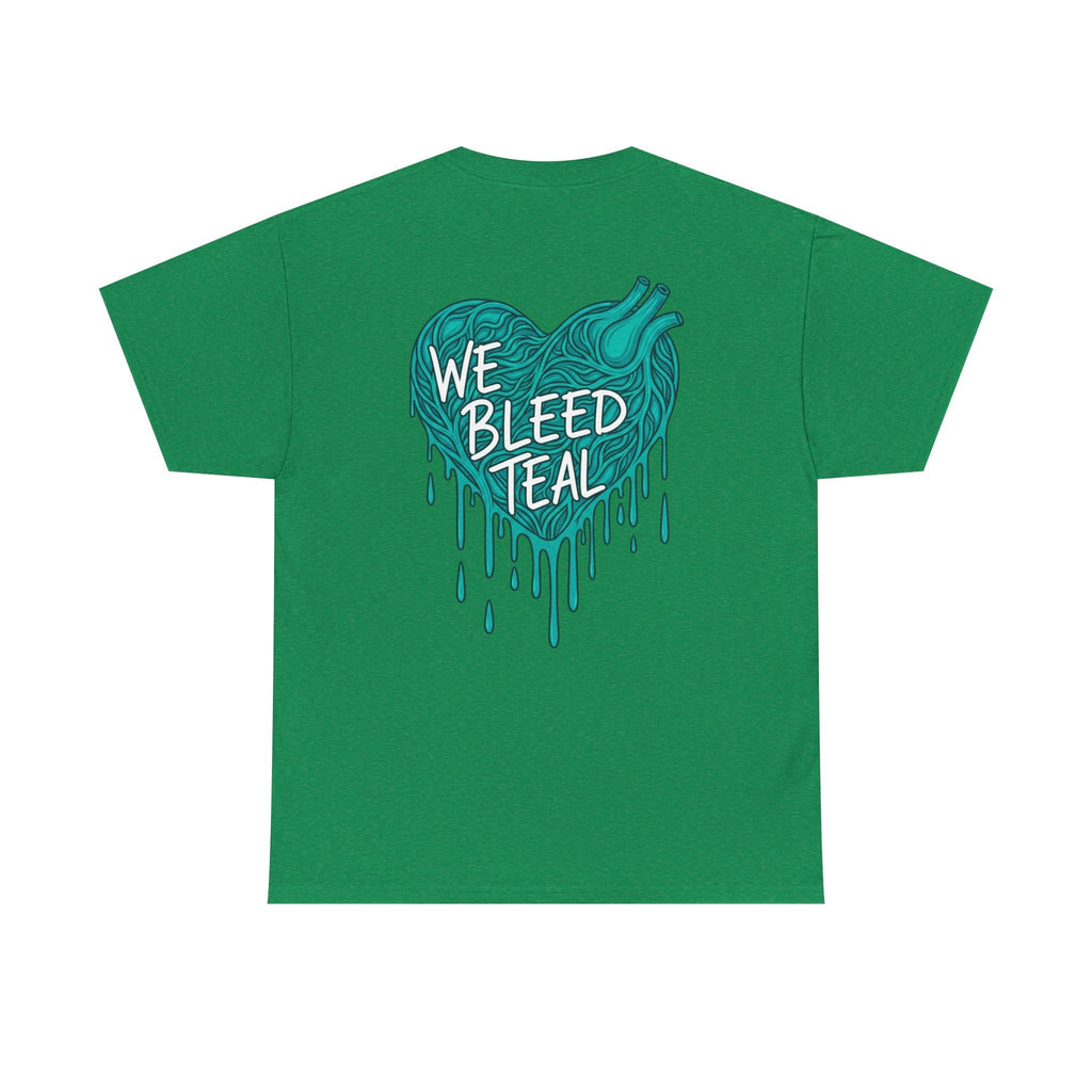 Teal Heart Tee - Unisex Heavy Cotton T-Shirt, Gift for Sports Fans, Casual Wear, Team Spirit Apparel, Soft Cotton Tee, Everyday Comfort Printify