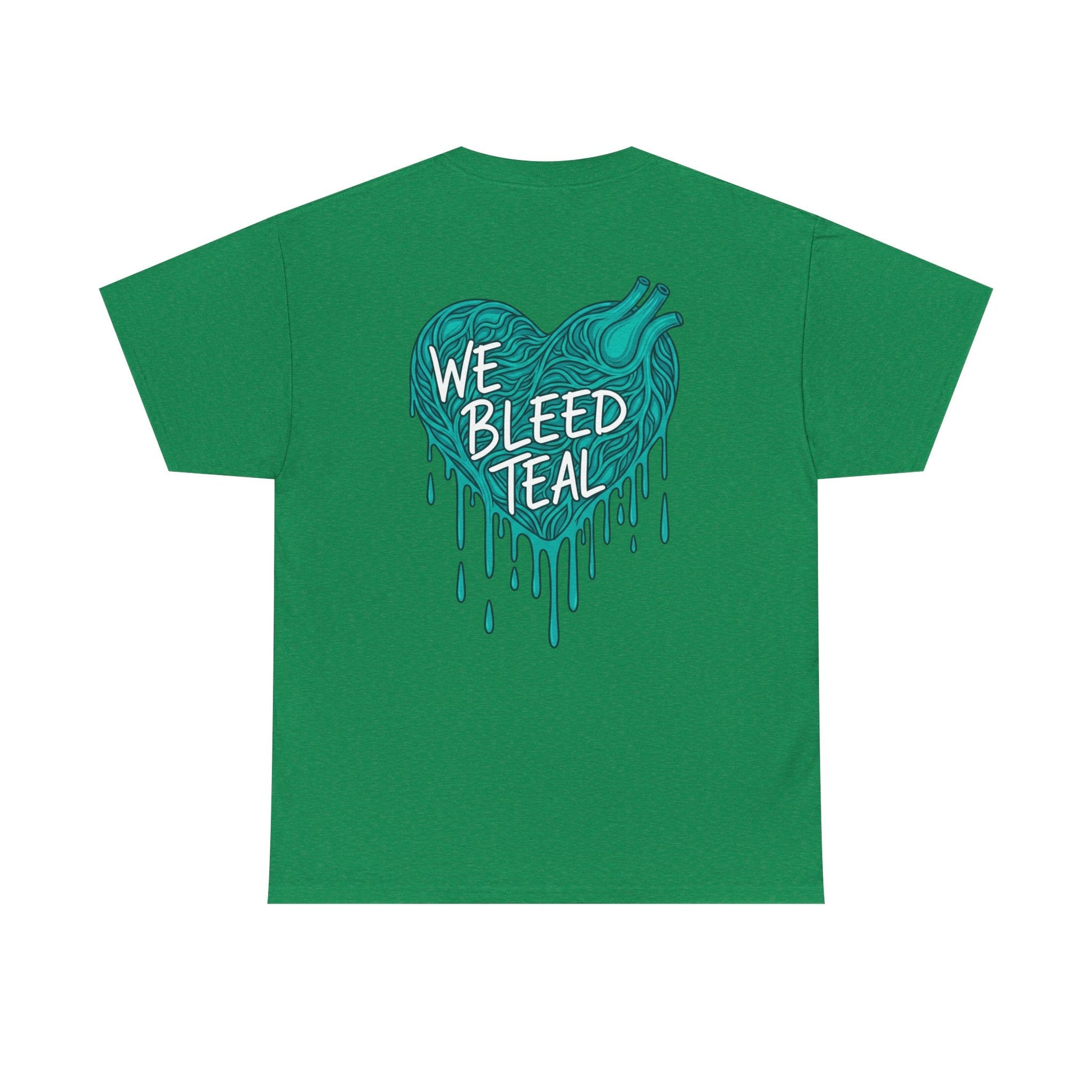 Teal Heart Tee - Unisex Heavy Cotton T-Shirt, Gift for Sports Fans, Casual Wear, Team Spirit Apparel, Soft Cotton Tee, Everyday Comfort Printify