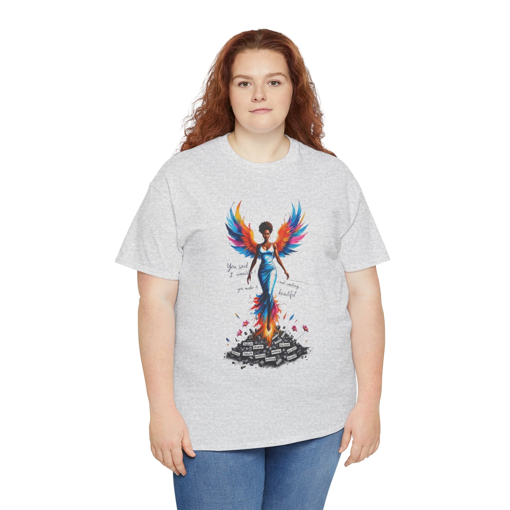 Vibrant Angelic Heavy Cotton Tee - Unisex T-Shirt, Inspirational Apparel, Casual Wear, Gift for Her, Spiritual Fashion Printify