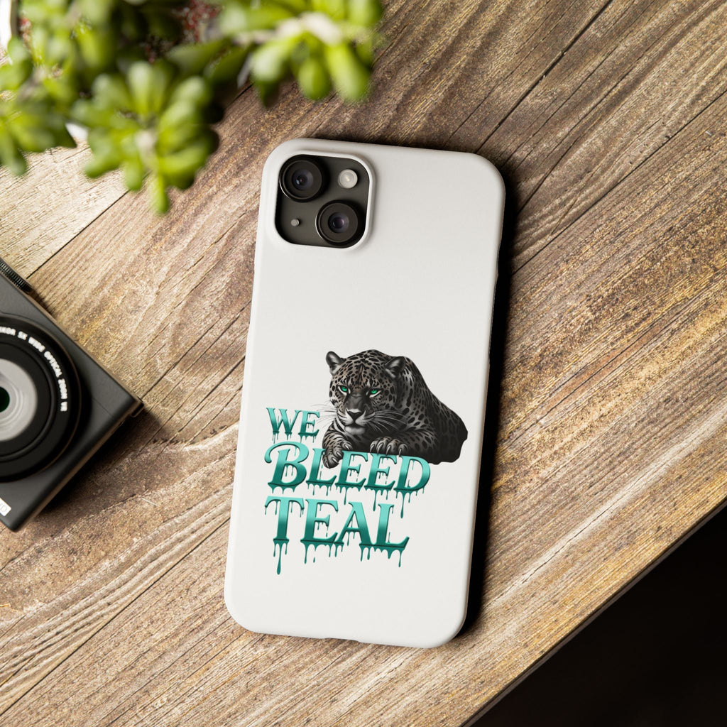 Teal Panther Slim Phone Case - Bold Animal Design, Unique Gift for Wildlife Lovers, Stylish Phone Accessory, Modern Aesthetic, Trendy [...] Printify