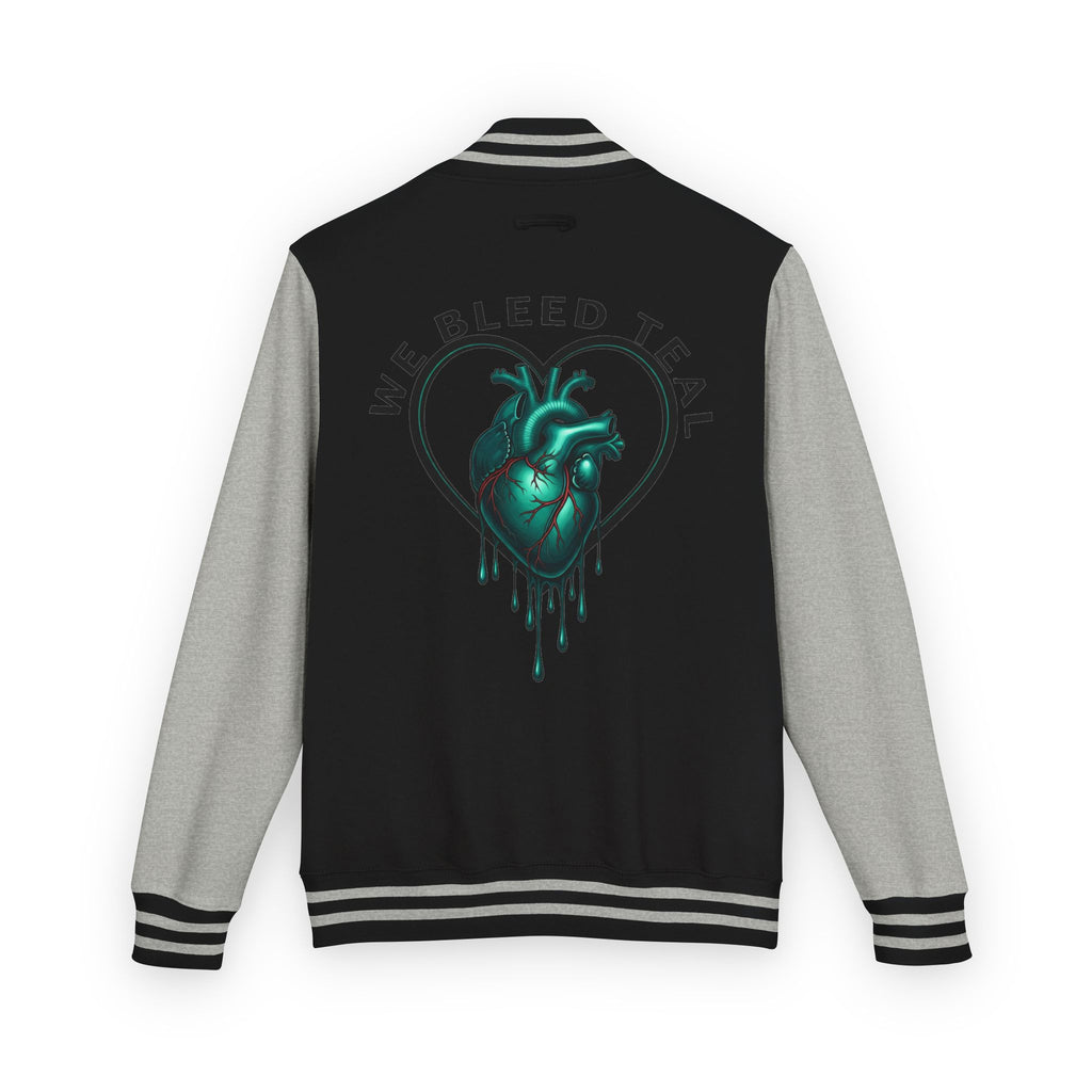 Unisex Heavyweight Letterman Jacket with We Bleed Teal Design | Comfort Wear for Game Day, Sports Events, Nostalgia Rides, [...]