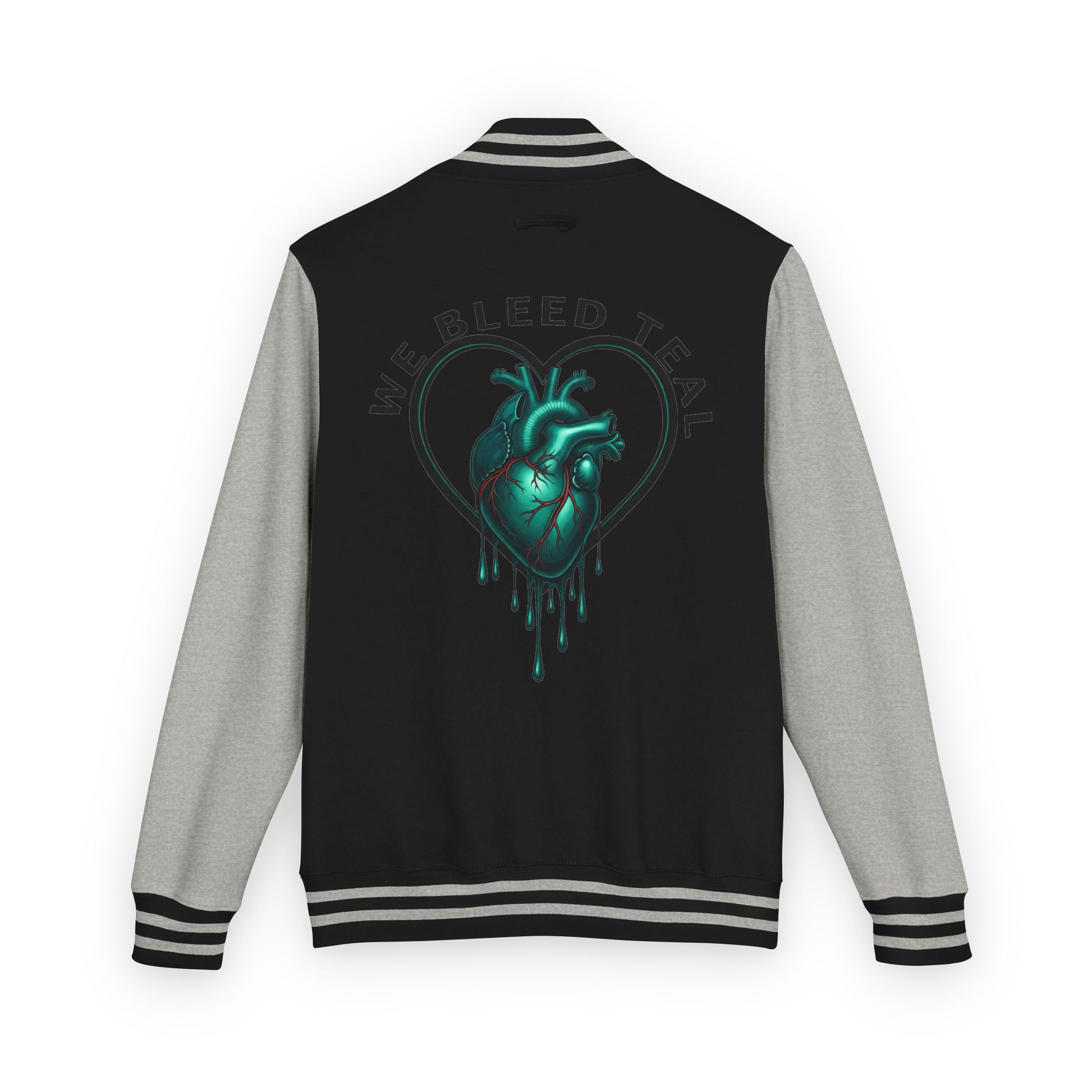 Unisex Heavyweight Letterman Jacket with We Bleed Teal Design | Comfort Wear for Game Day, Sports Events, Nostalgia Rides, [...]