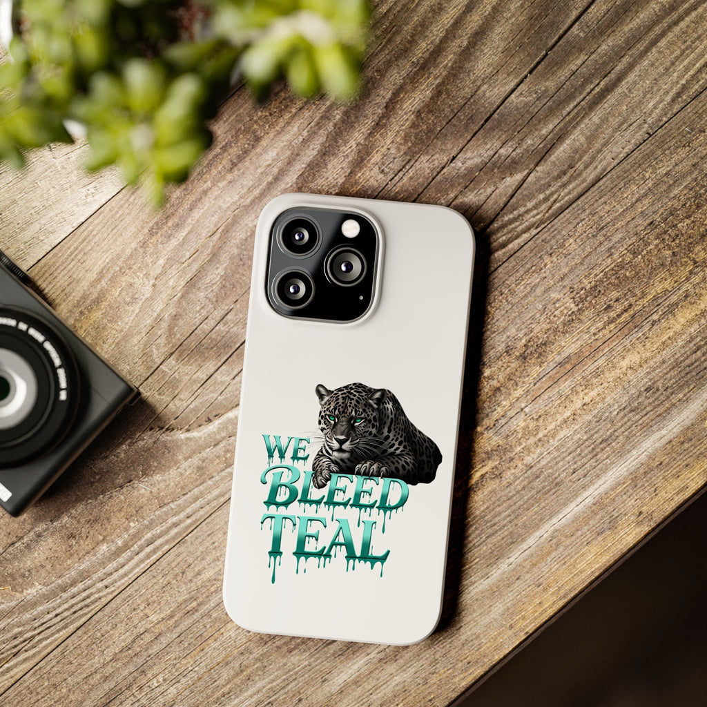 Teal Panther Slim Phone Case - Bold Animal Design, Unique Gift for Wildlife Lovers, Stylish Phone Accessory, Modern Aesthetic, Trendy [...] Printify