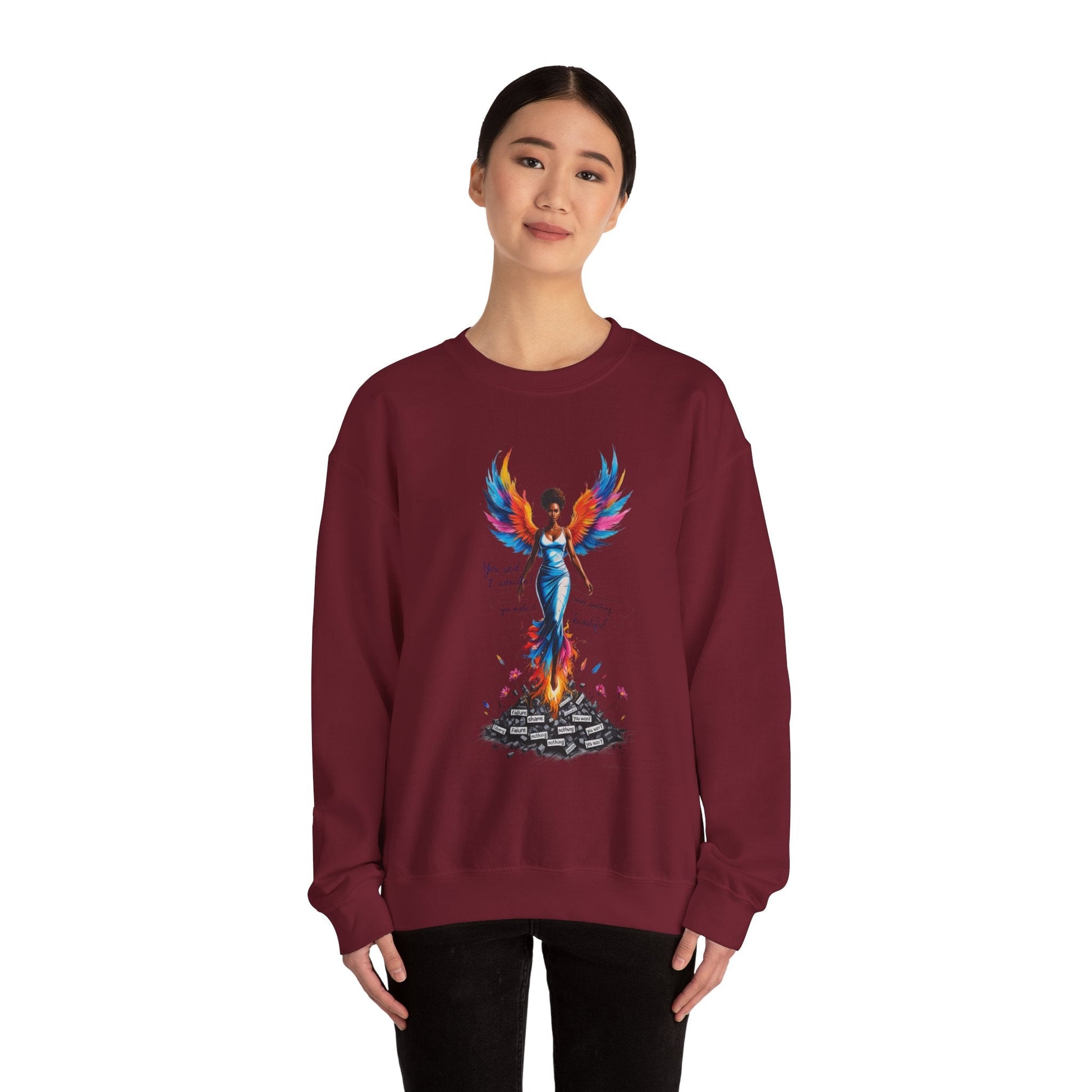 Phoenix Rising Sweatshirt - Inspirational Unisex Crewneck for Empowerment, Gift for Her, Motivational Apparel, Cozy Casual Wear, [...] Printify