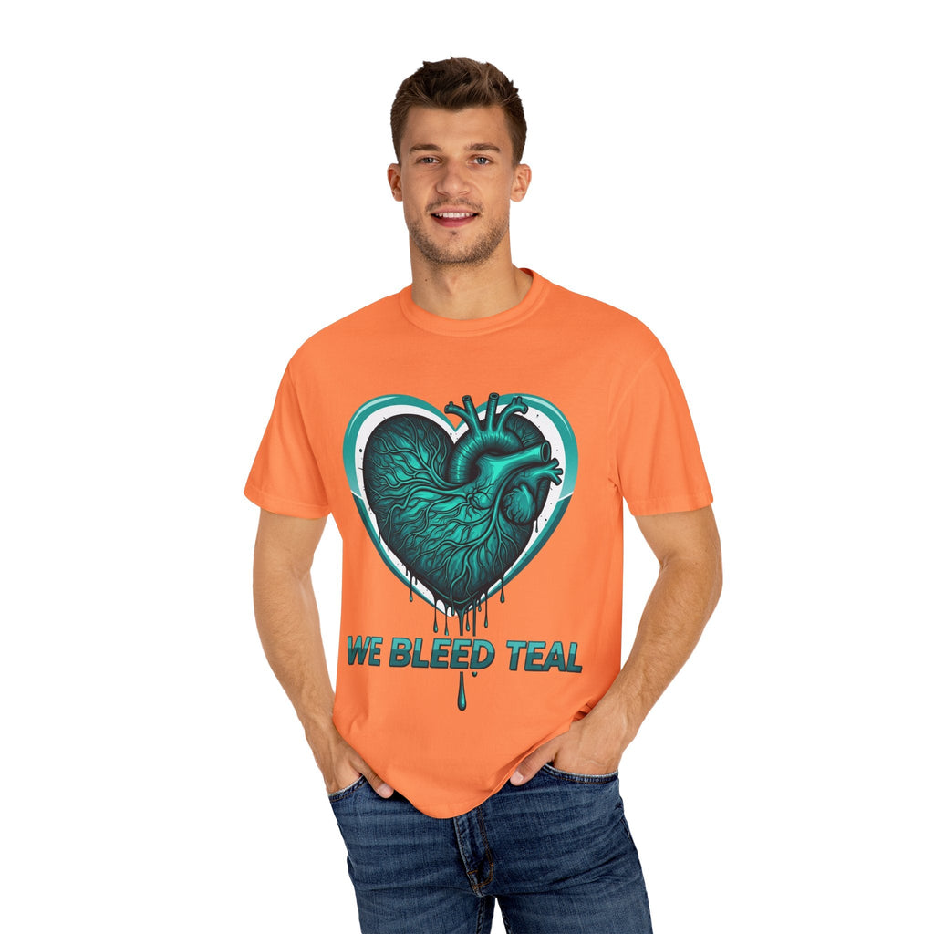 Teal Heart T-Shirt, Unisex Casual Shirt, Heart Health Awareness Tee, Gift for Men & Women, Comfortable Everyday Wear, We Bleed Teal Printify
