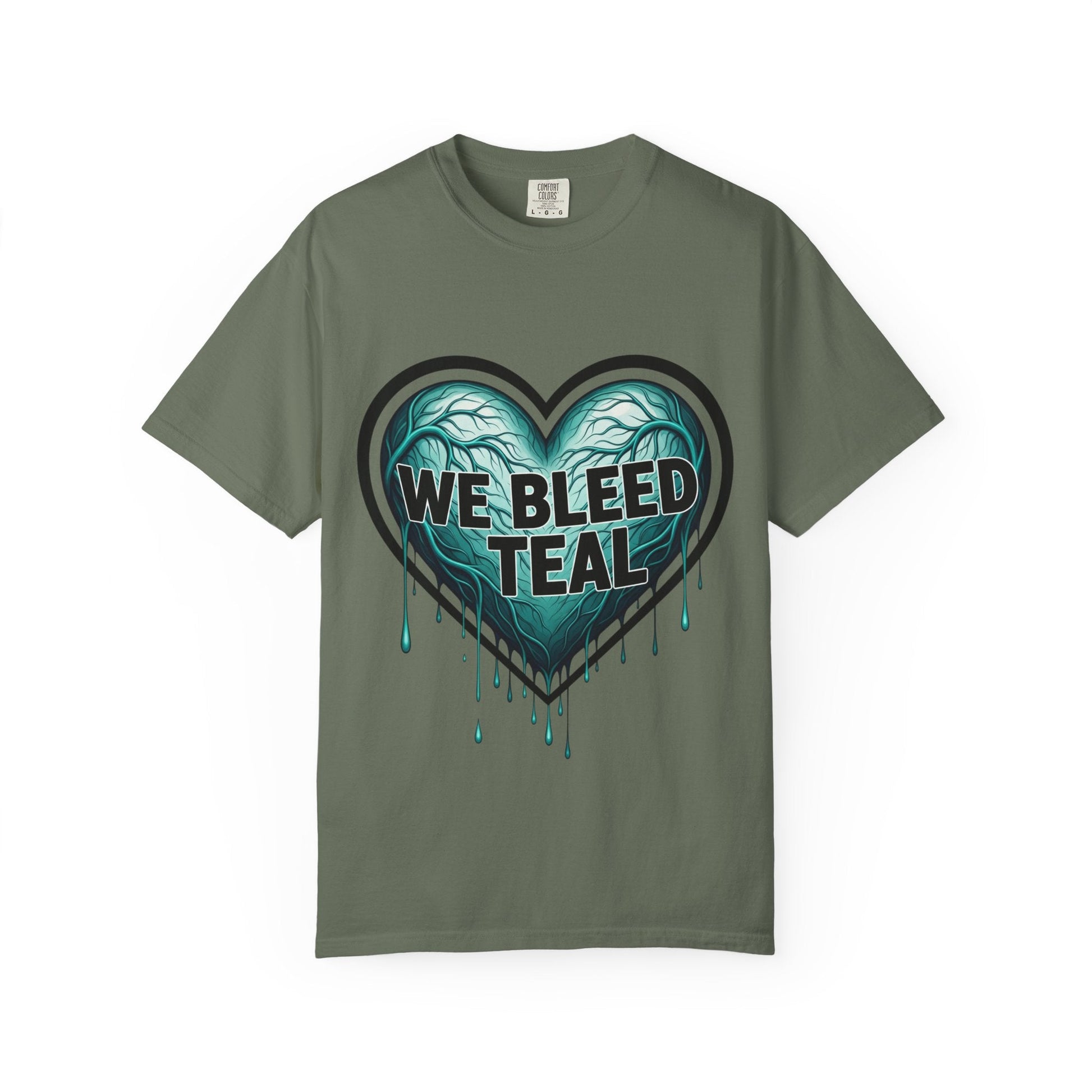 Teal Heart Awareness T-shirt, Unisex Gift for Mental Health, Eco-Friendly Tee, Bleed Teal Support, Casual Everyday Wear Printify