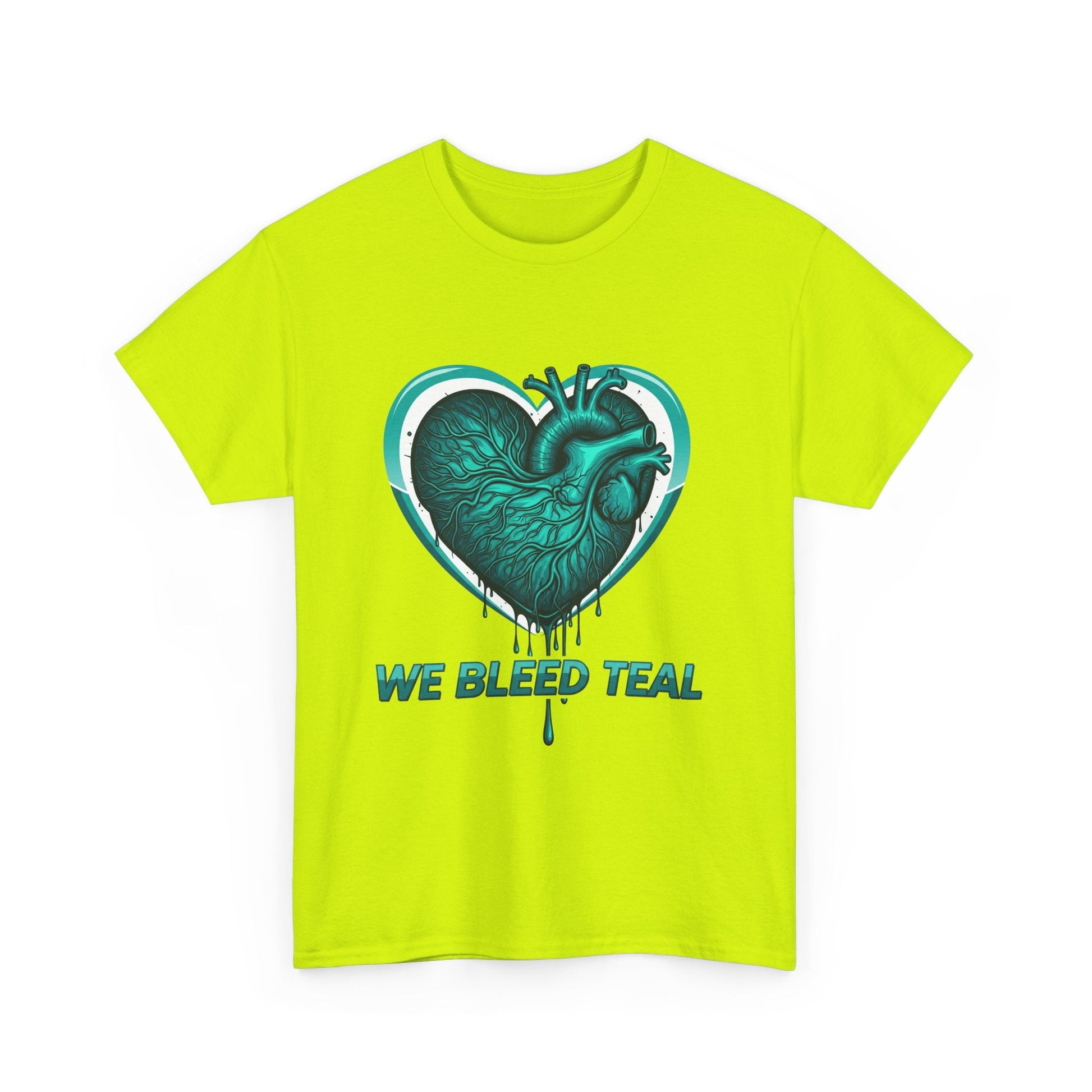 Teal Heart Awareness Tee, Unisex Cotton Shirt, Supportive Gear, Medical Awareness, Gift for Loved Ones, Casual Wear Printify