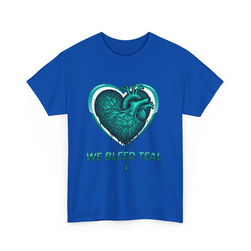 Teal Heart Awareness Tee, Unisex Cotton Shirt, Supportive Gear, Medical Awareness, Gift for Loved Ones, Casual Wear Printify
