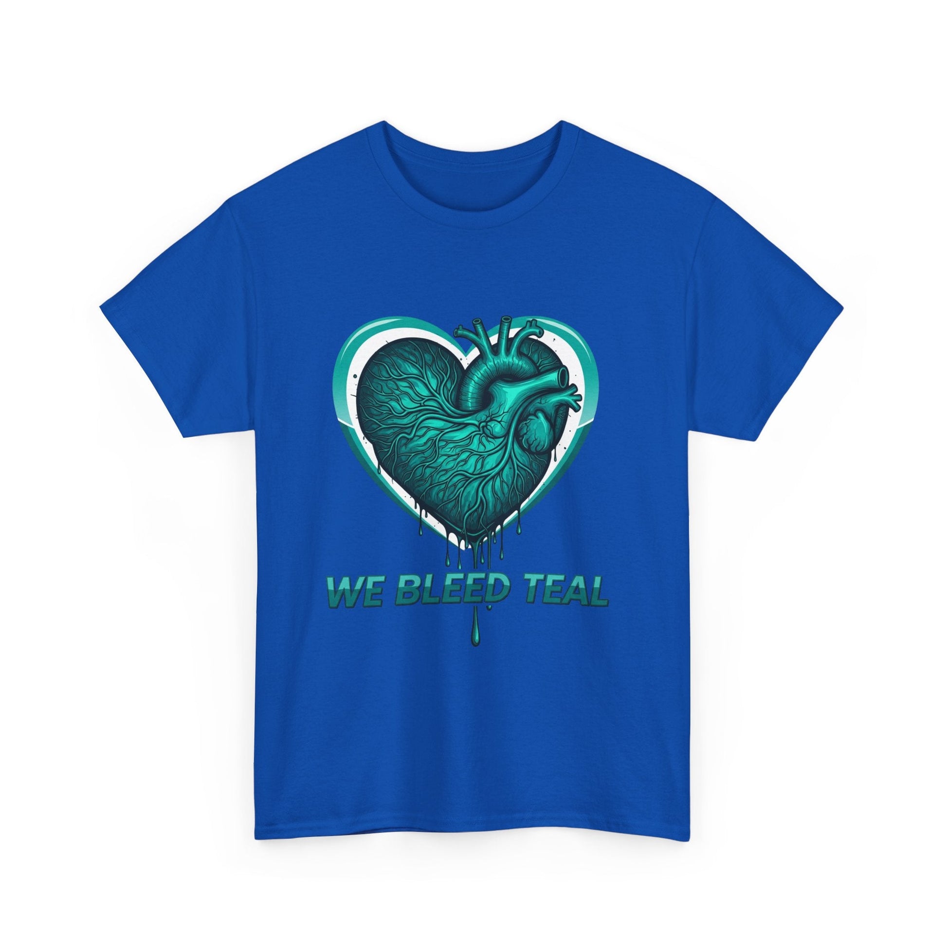 Teal Heart Awareness Tee, Unisex Cotton Shirt, Supportive Gear, Medical Awareness, Gift for Loved Ones, Casual Wear Printify
