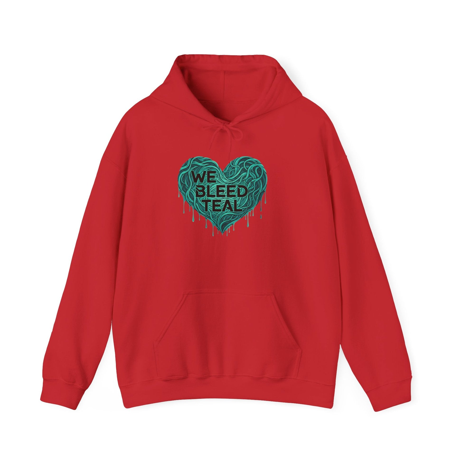 Teal Heart Sweatshirt - Awareness Hoodie for Cancer Support, Cozy Gift for Friends, Unisex Hooded Sweatshirt, Comfort Wear Printify