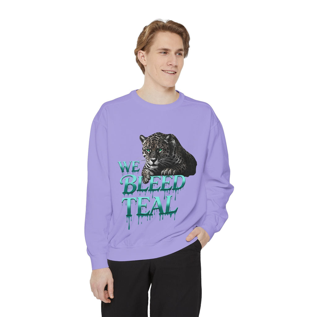 Teal Panther Sweatshirt, Cozy Unisex Sweatshirt, Trendy Fall Fashion, Perfect for Game Day, Unique Gift Idea, Casual Wear Printify