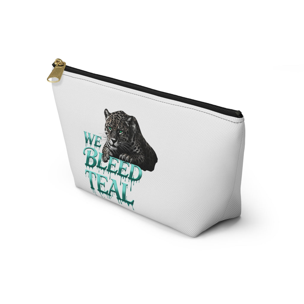 Teal Panther Accessory Pouch - We Bleed Teal Makeup Bag, Cosmetic Case, Travel Pouch, Gift for Her, School Supplies
