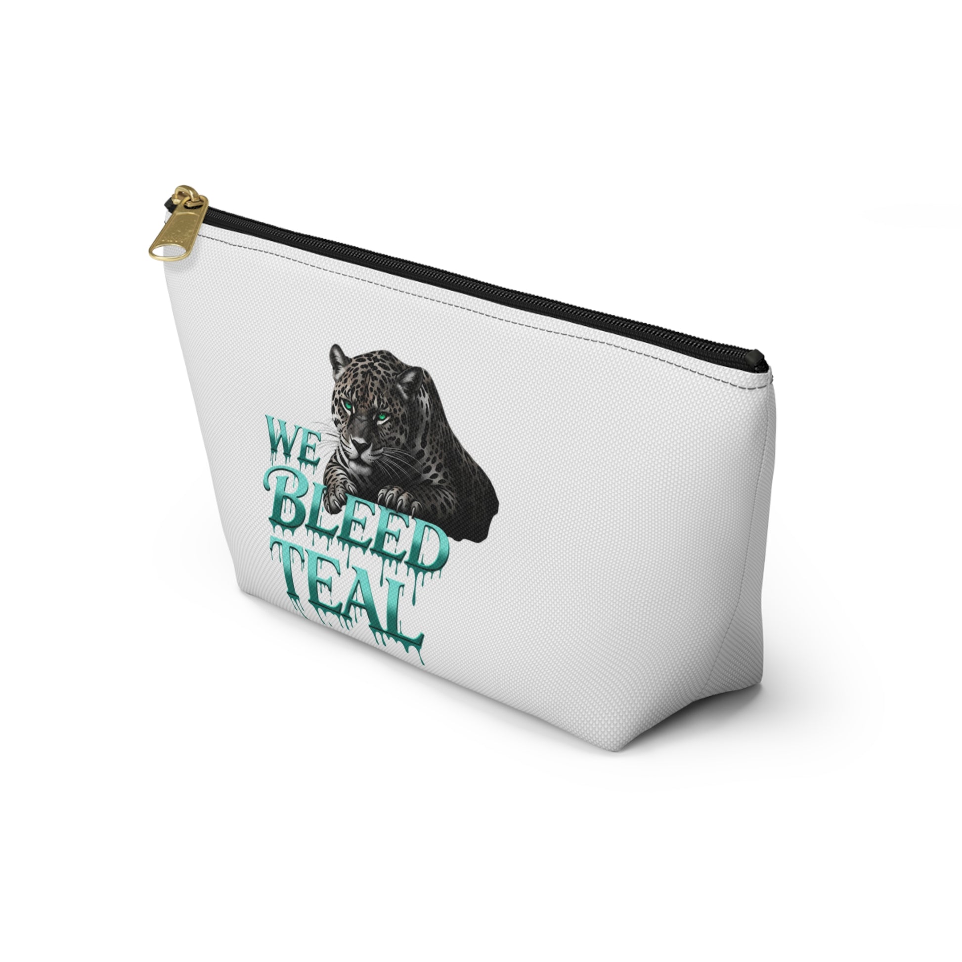 Teal Panther Accessory Pouch - We Bleed Teal Makeup Bag, Cosmetic Case, Travel Pouch, Gift for Her, School Supplies