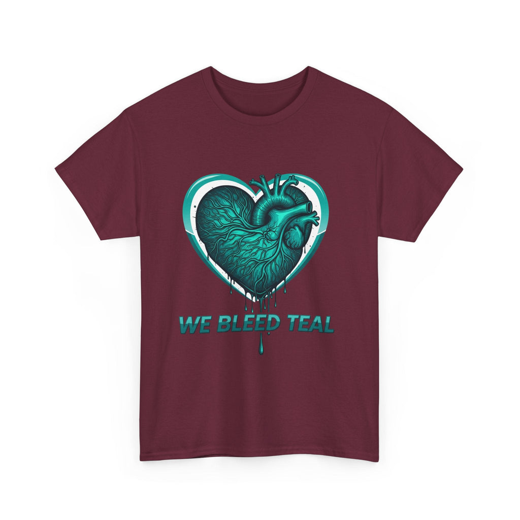 Teal Heart Awareness Tee, Unisex Cotton Shirt, Supportive Gear, Medical Awareness, Gift for Loved Ones, Casual Wear Printify