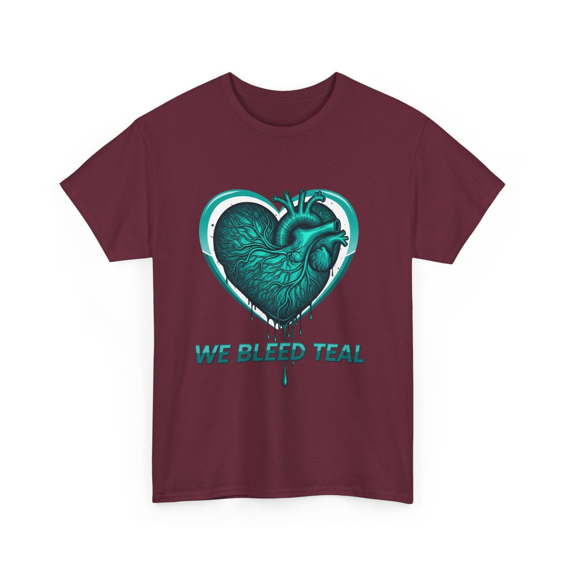 Teal Heart Awareness Tee, Unisex Cotton Shirt, Supportive Gear, Medical Awareness, Gift for Loved Ones, Casual Wear Printify